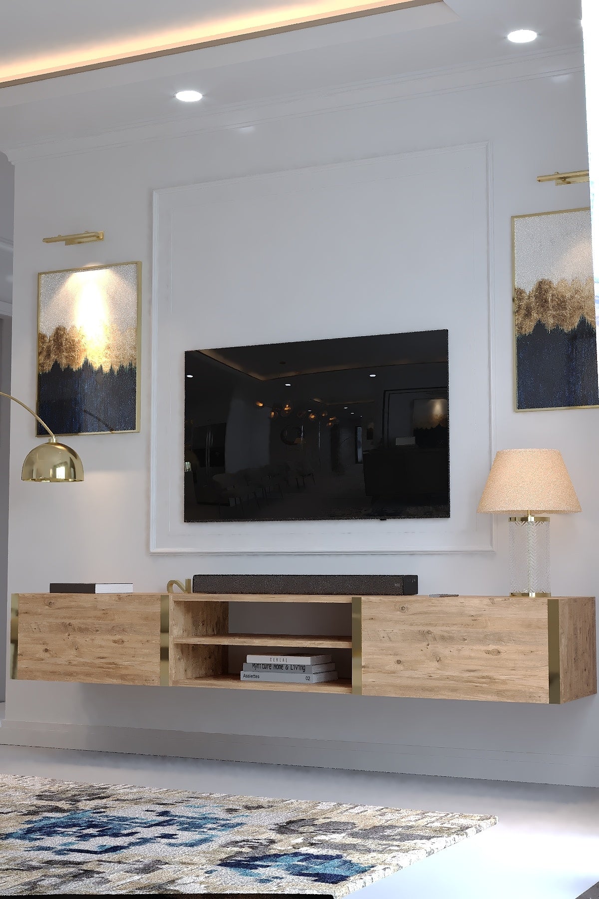 KARNAVAL DUVARA MONTE TV ÜNİTESİ - GDM-2004-6 ÇAM GOLD