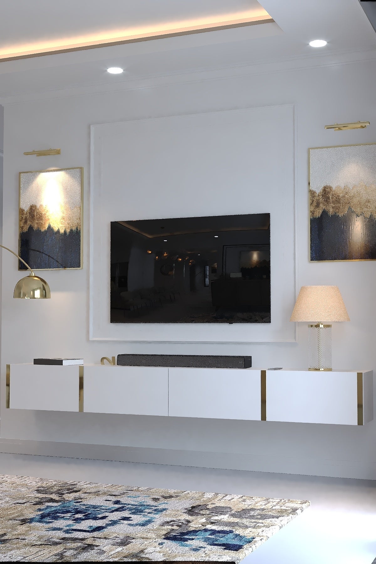 KARNAVAL 240 CM DUVARA MONTE TV SEHPASI - GDM-1002-1 BEYAZ GOLD