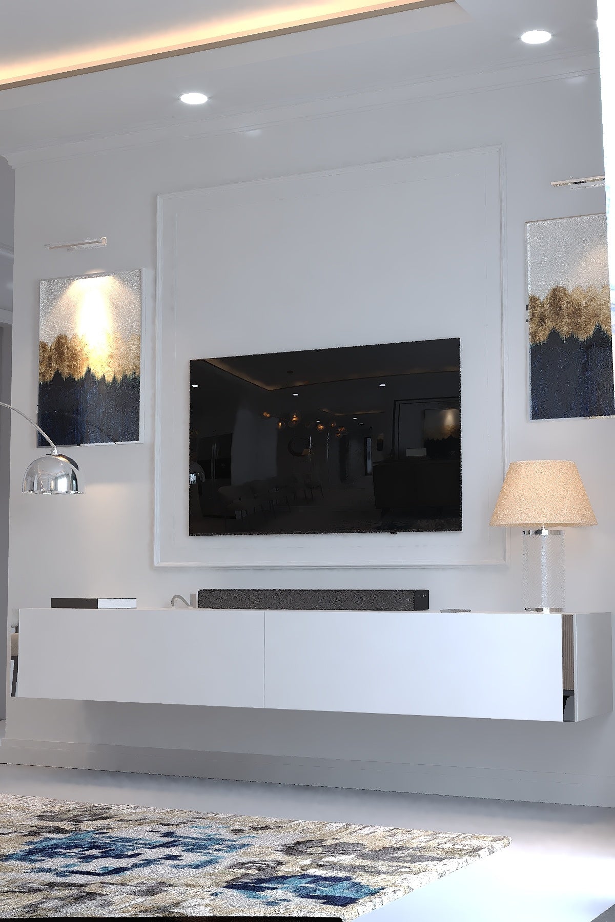 KARNAVAL DUVARA MONTE TV ÜNİTESİ - SDM-1003-1 BEYAZ GOLD