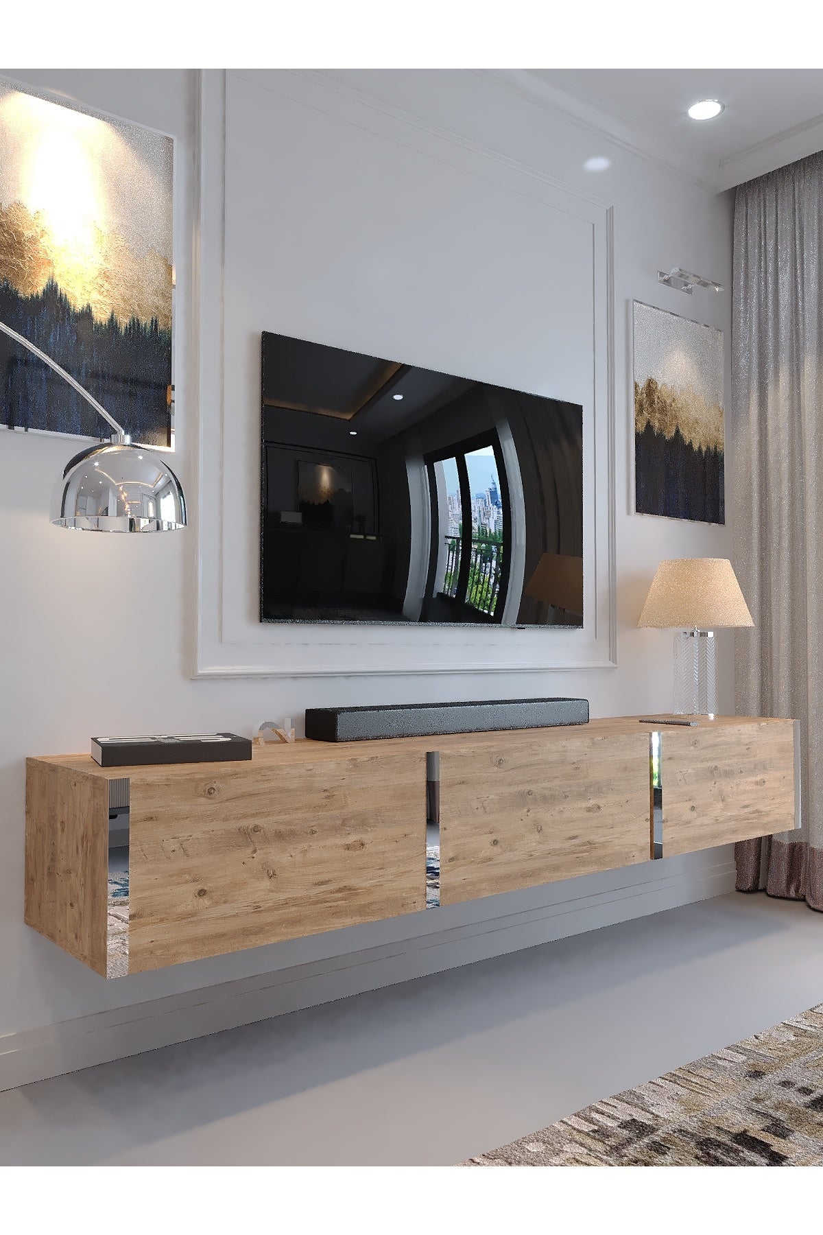 KARNAVAL DUVARA MONTE TV ÜNİTESİ - SDM-1001-6 ÇAM GOLD