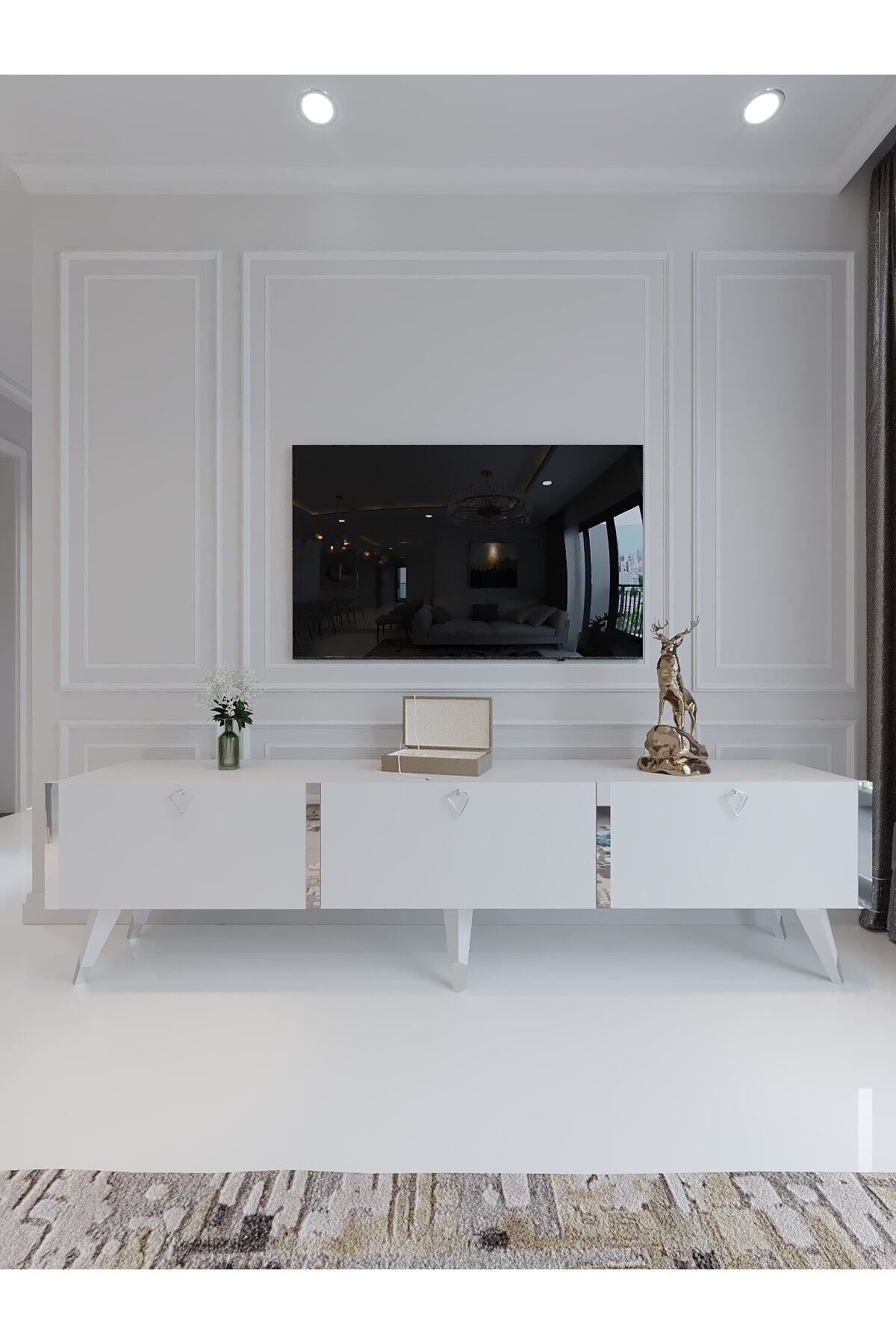 Festival Tv Ünitesi S3017-1 Parlak Beyaz Minifiks Bağlantı