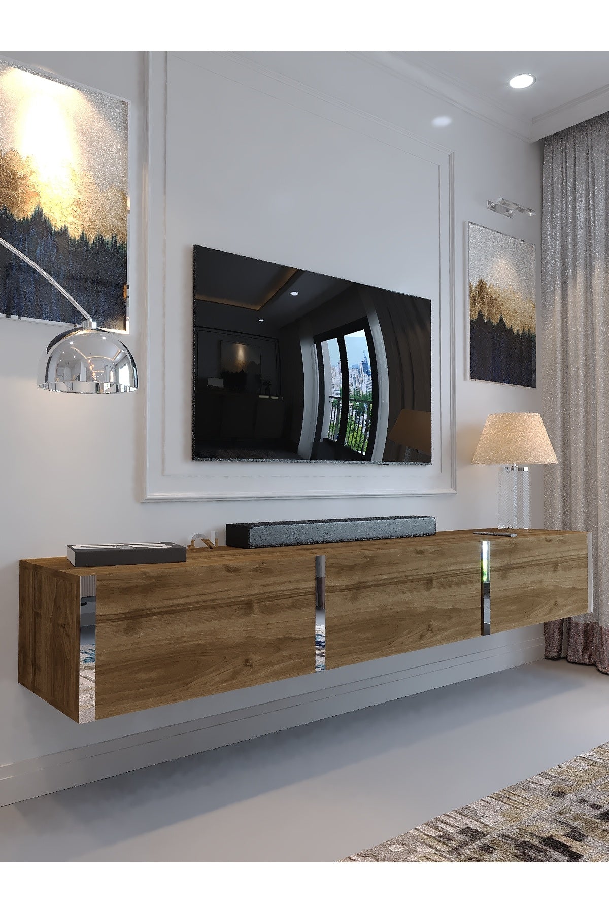 KARNAVAL DUVARA MONTE TV ÜNİTESİ - SDM-1001-2 CEVİZ GOLD