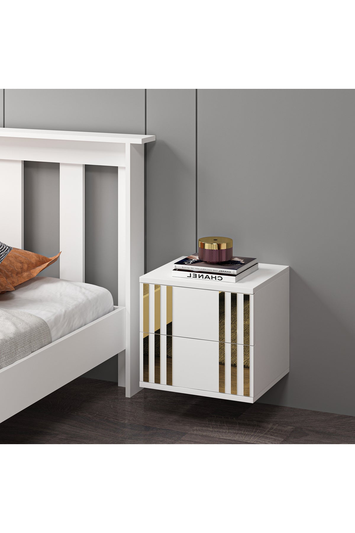 Mdf Beyaz Duvara Monte Komodin DMG1003