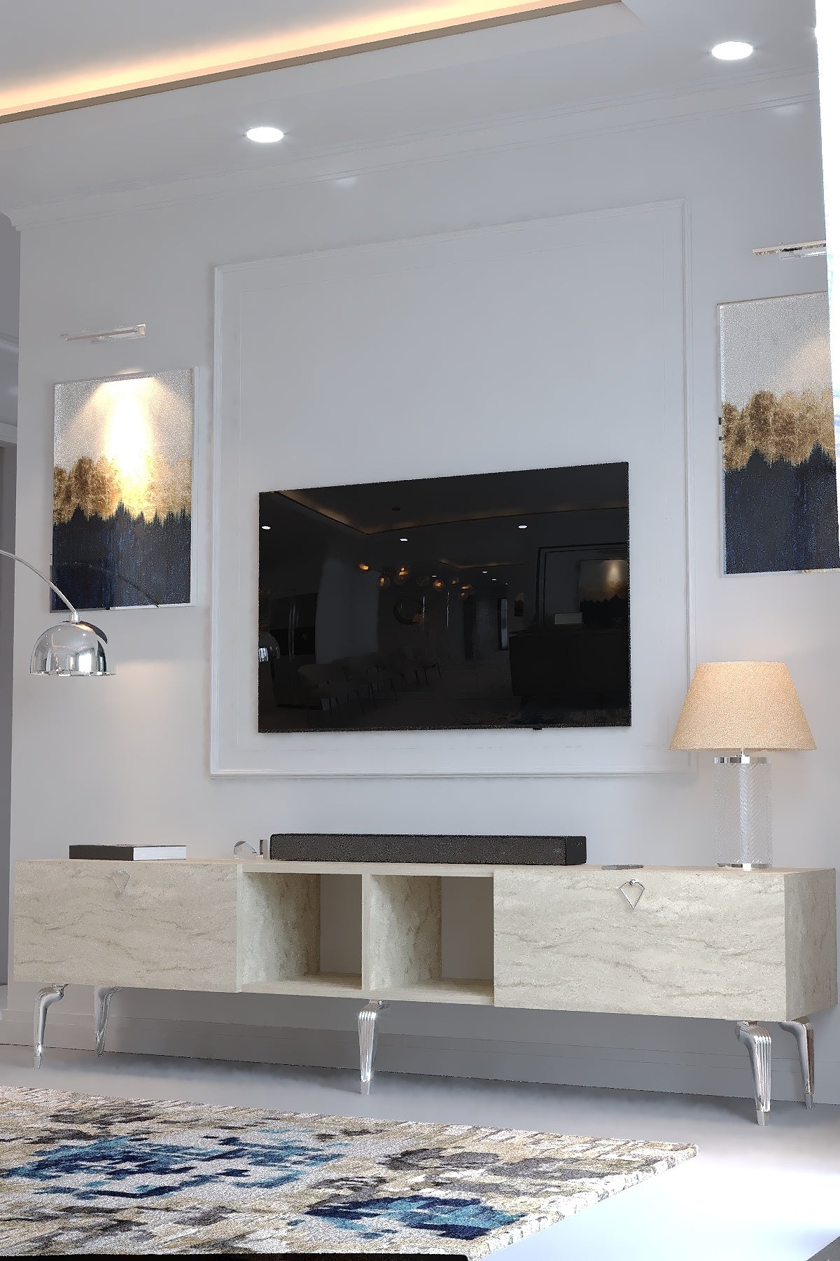 KARNAVAL TV ÜNİTESİ - SA2-1005-8 TRAVERTEN SİLVER