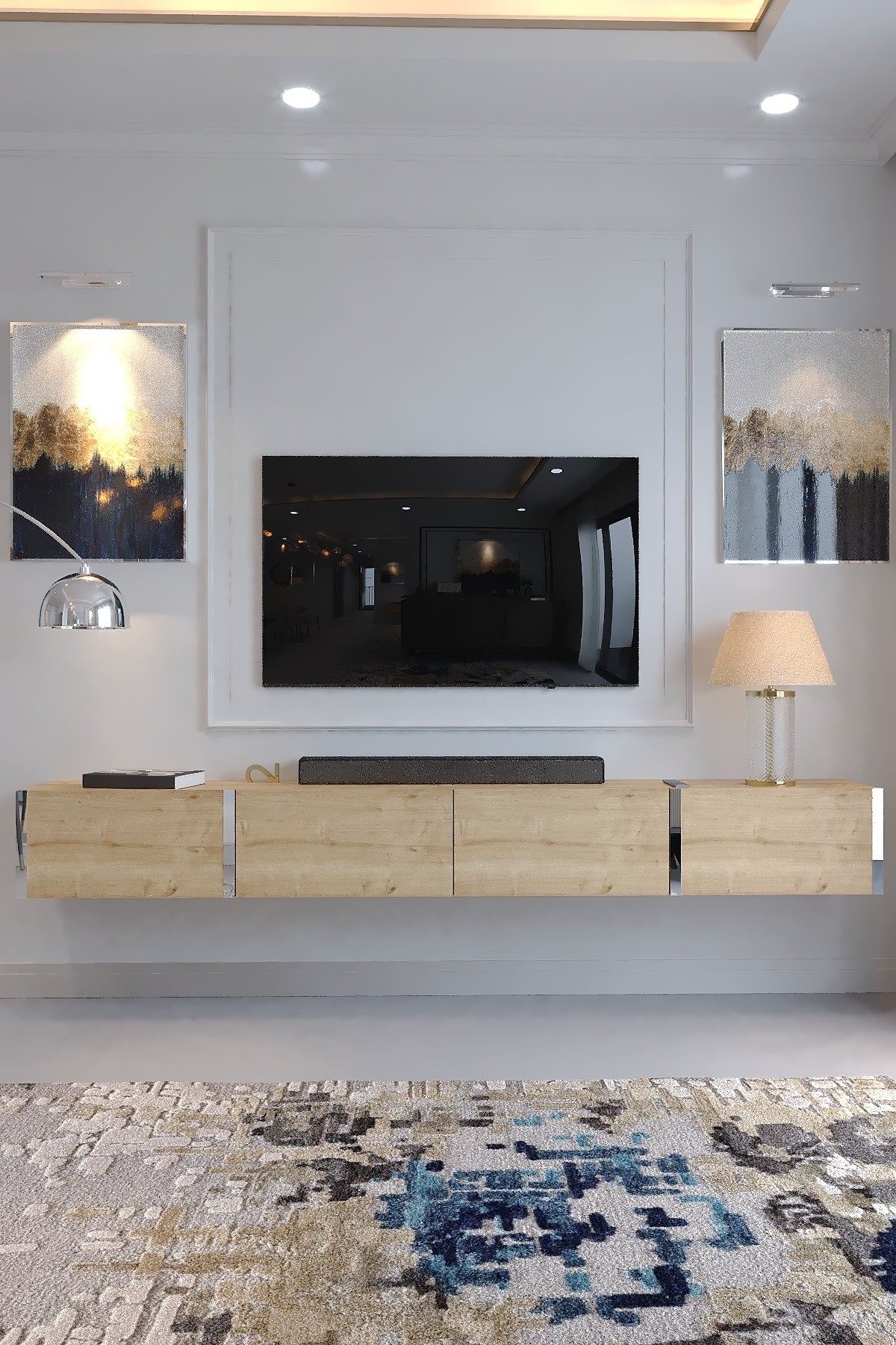 KARNAVAL 240 CM DUVARA MONTE TV SEHPASI - SDM-1002-9 SAFİR GOLD