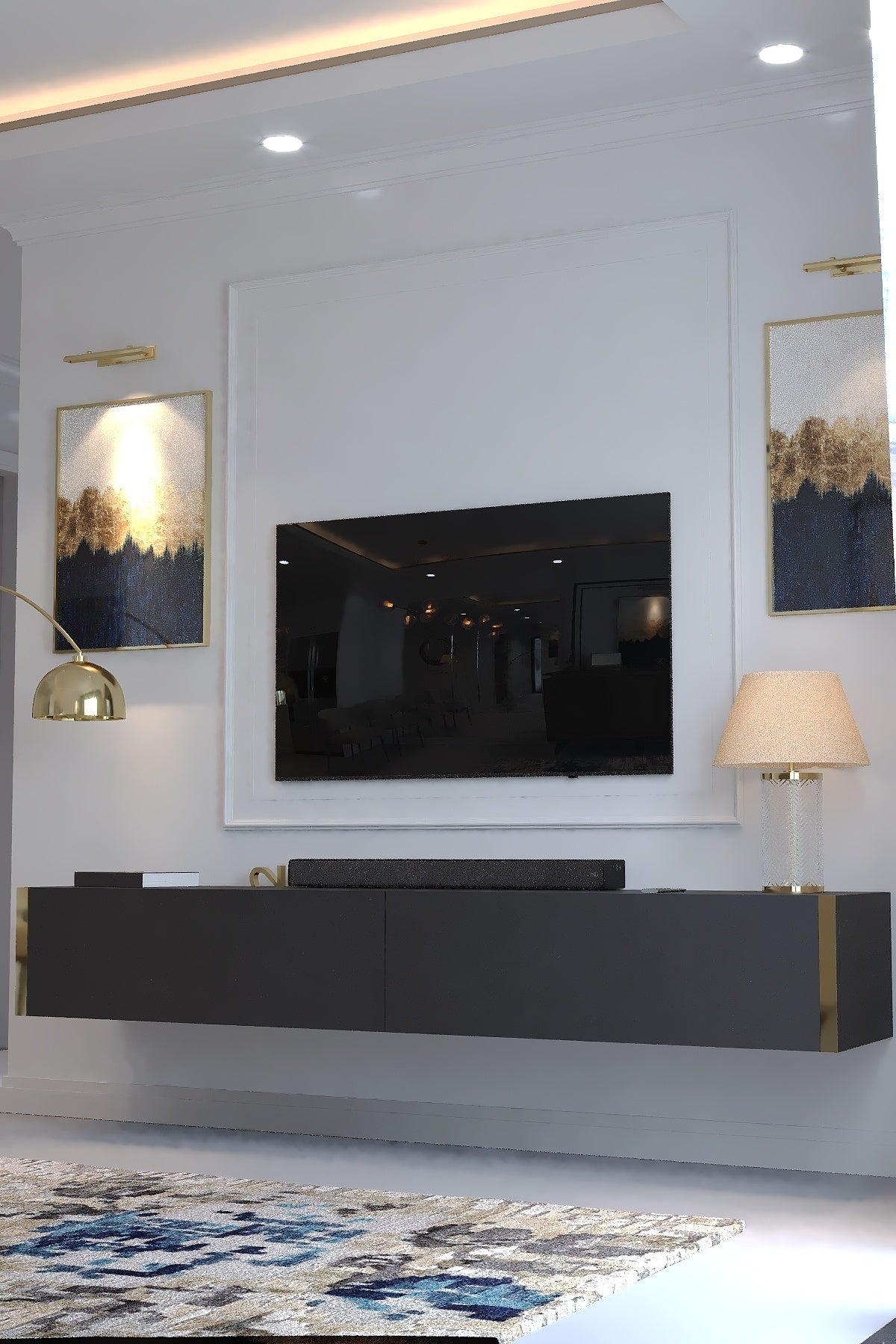 KARNAVAL DUVARA MONTE TV ÜNİTESİ - GDM-2003-4 ANTRASİT GOLD