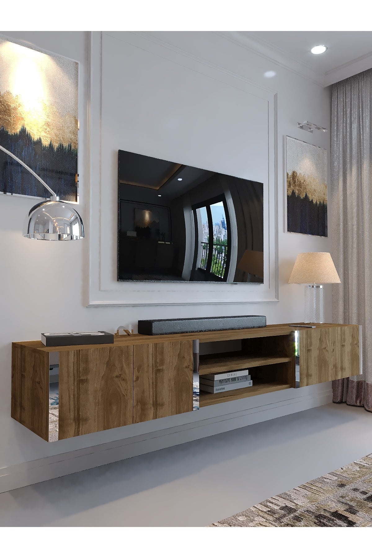 DUVARA MONTE TV ÜNİTESİ - SDM-1009-2 CEVİZ GOLD