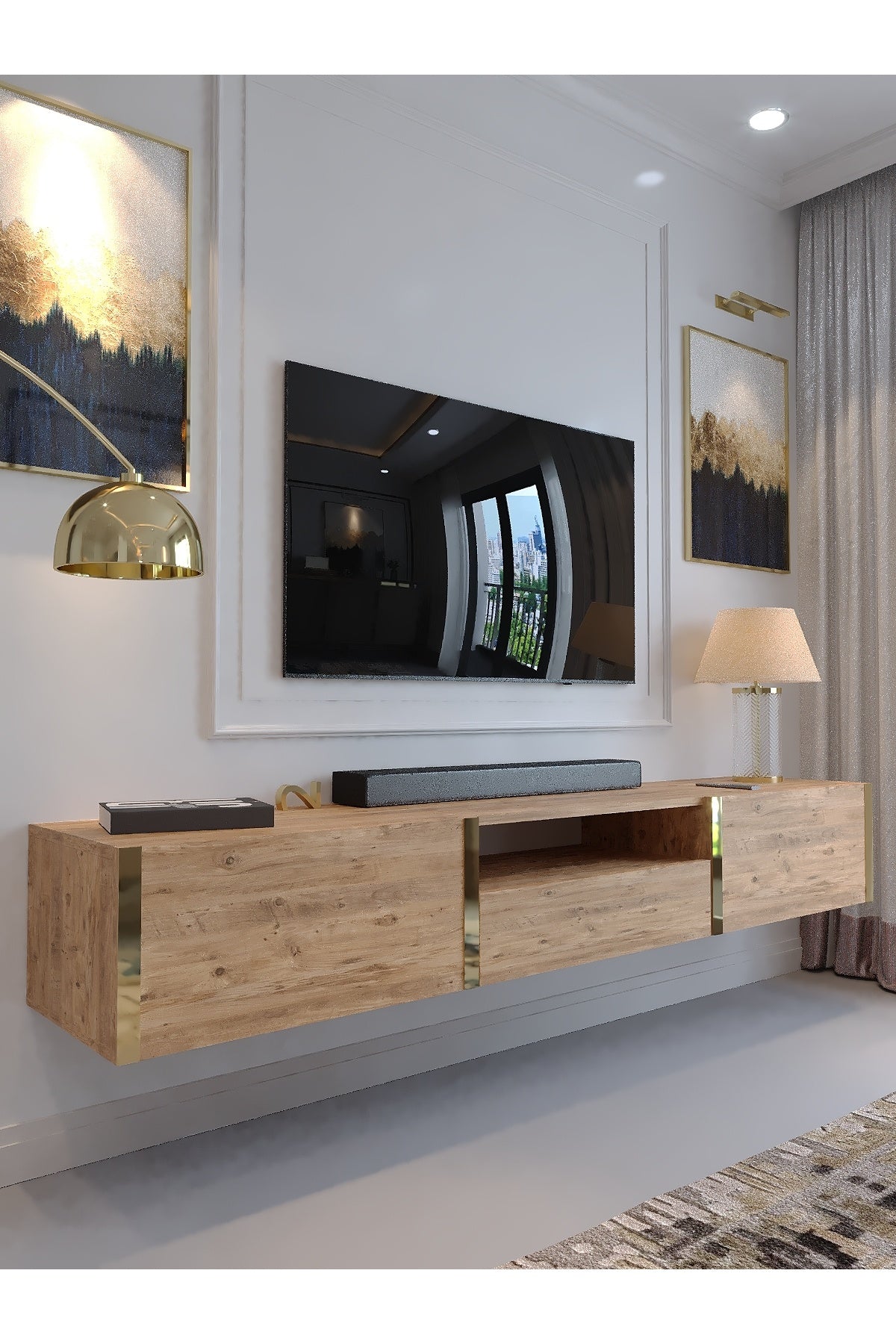 KARNAVAL DUVARA MONTE TV ÜNİTESİ - GDM-1006-6 ÇAM GOLD