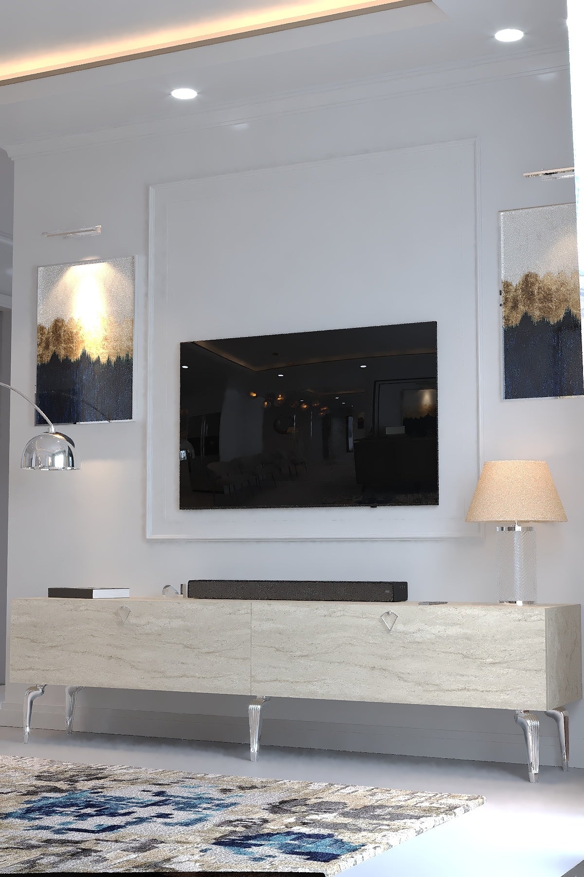 KARNAVAL TV ÜNİTESİ - SA2-1003-8 TRAVERTEN SİLVER