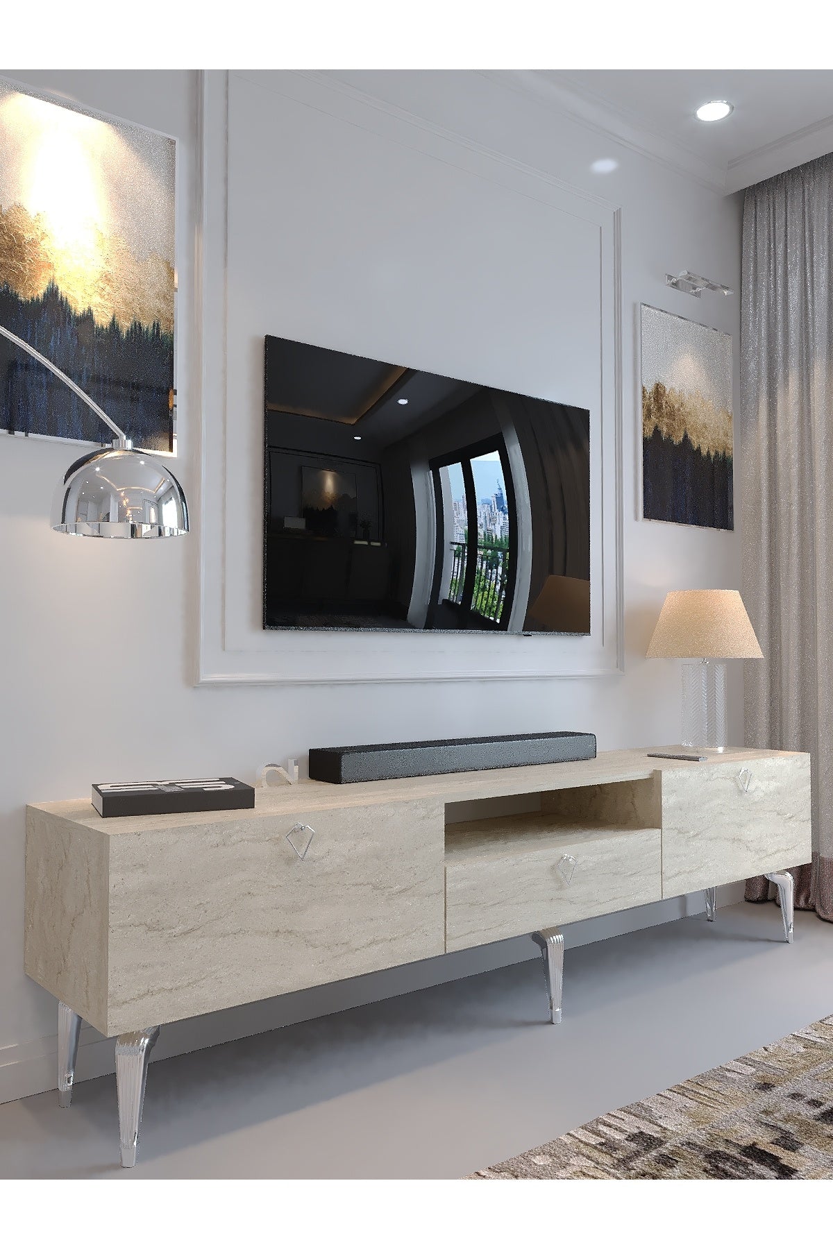 KARNAVAL TV ÜNİTESİ - SA2-1006-8 TRAVERTEN SİLVER