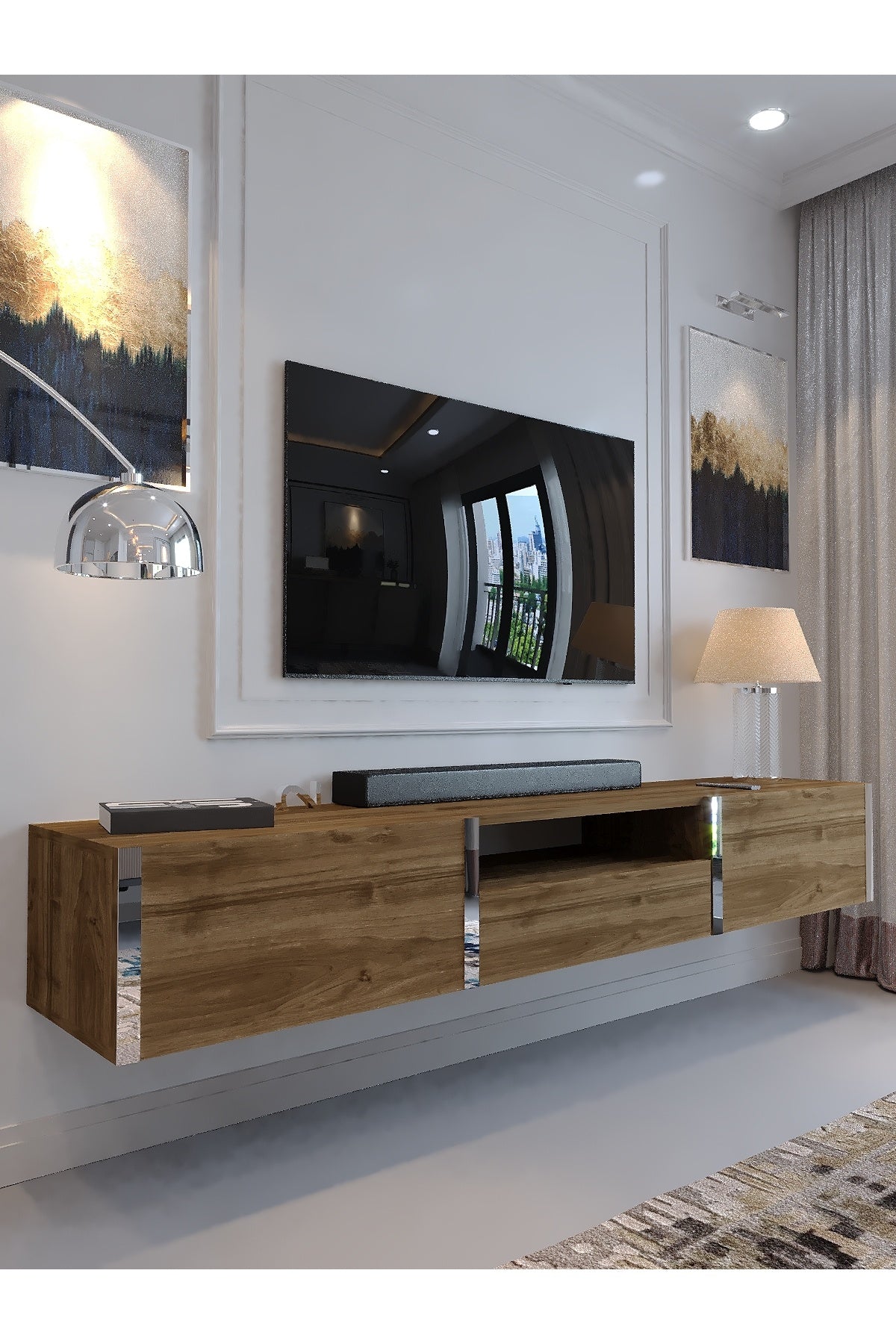 KARNAVAL DUVARA MONTE TV ÜNİTESİ - SDM-1006-2 CEVİZ GOLD