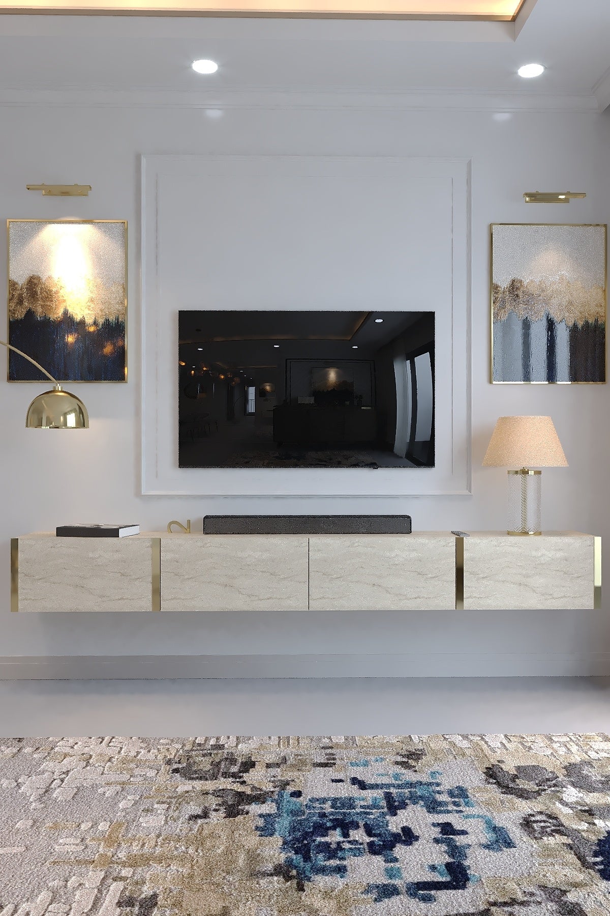 240 CM DUVARA MONTE TV SEHPASI - GDM-1002-8 TRAVERTEN GOLD