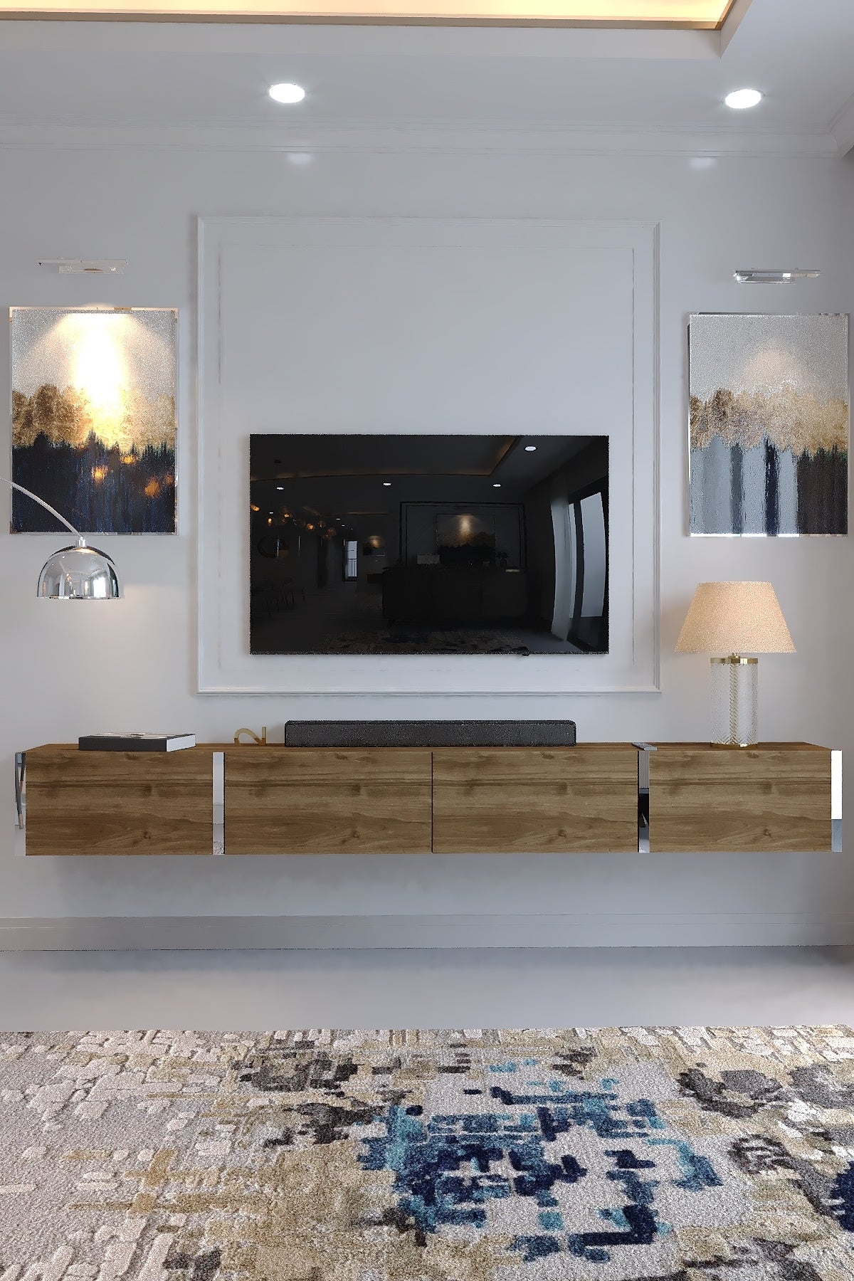 KARNAVAL 180 CM DUVARA MONTE TV SEHPASI - SDM-2002-2 CEVİZ GOLD