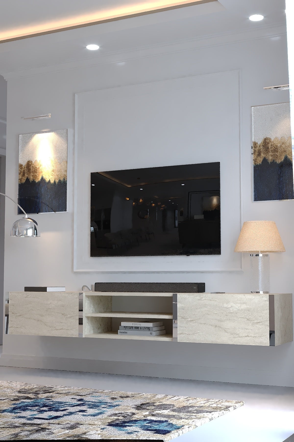 KARNAVAL DUVARA MONTE TV ÜNİTESİ - SDM-1004-8 TRAVERTEN GOLD