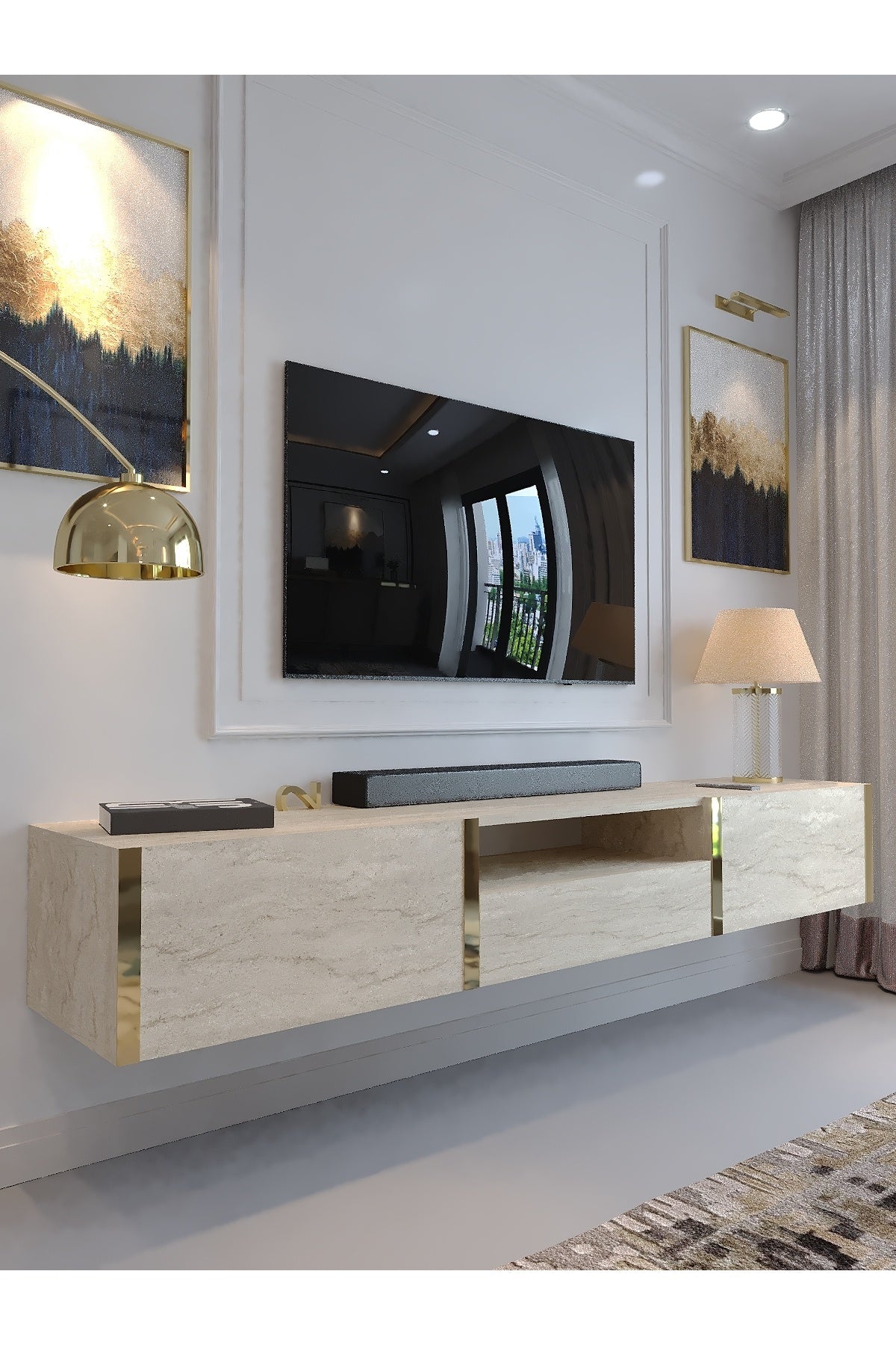 Karnaval Duvara Monte Tv Üni̇tesi̇ - Gdm-1006-8 Traverten Gold