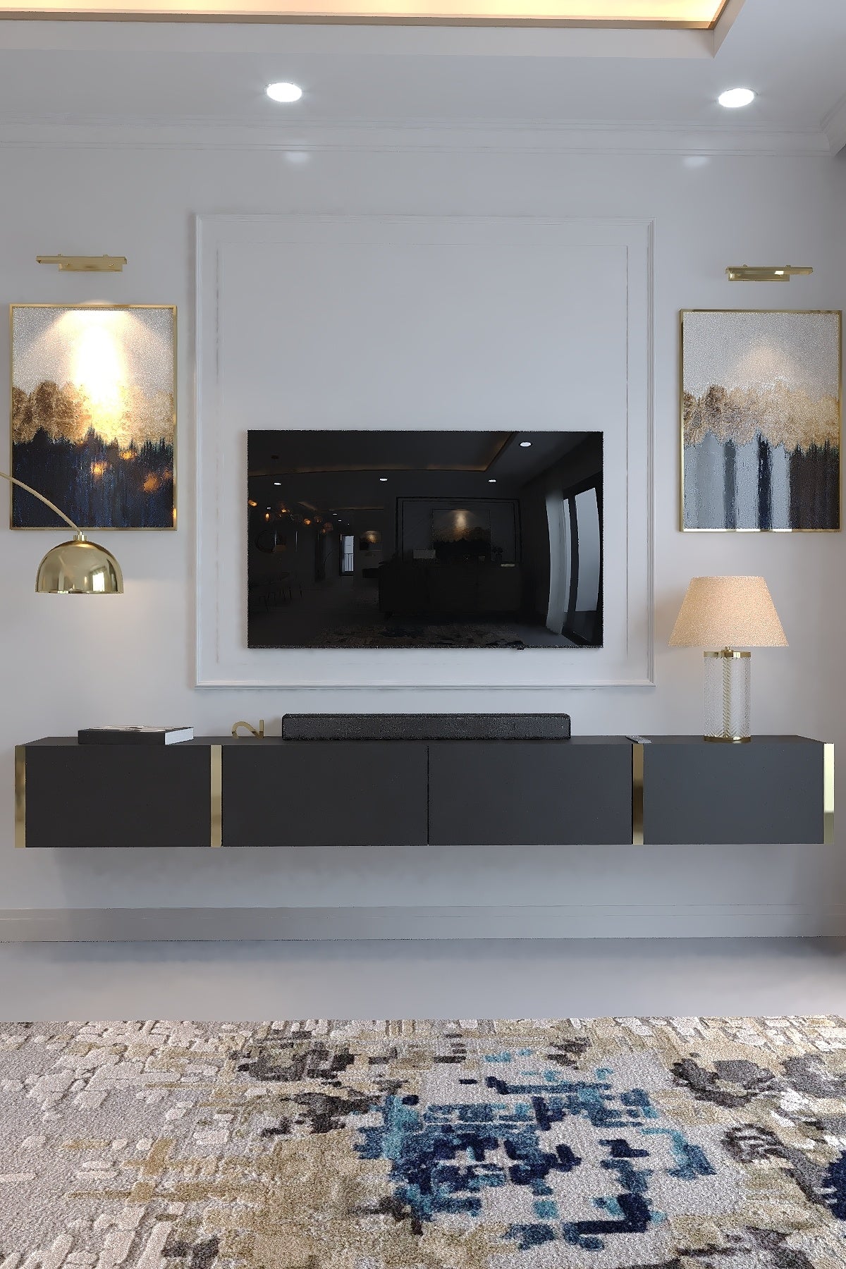 KARNAVAL 240 CM DUVARA MONTE TV SEHPASI - GDM-1002-4 ANTRASİT GOLD