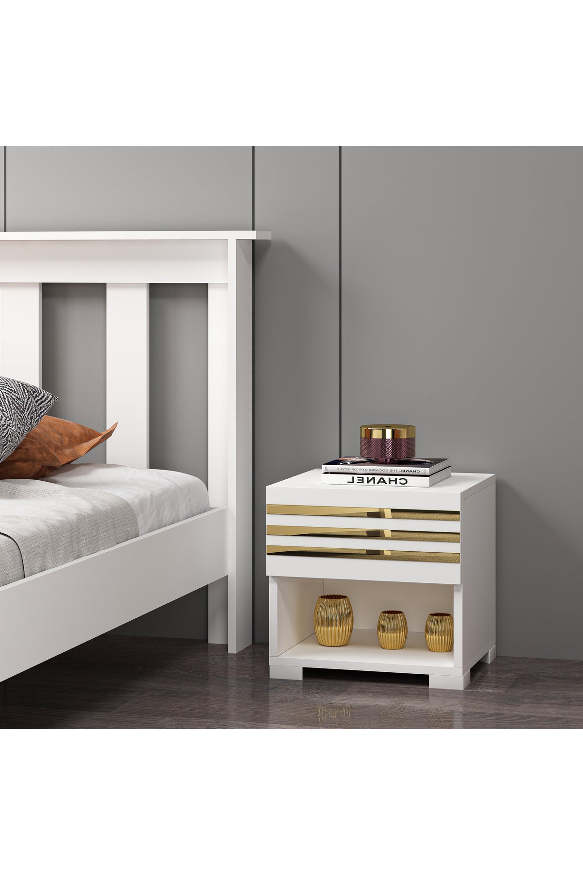 Mdf Beyaz Komodin AG1003