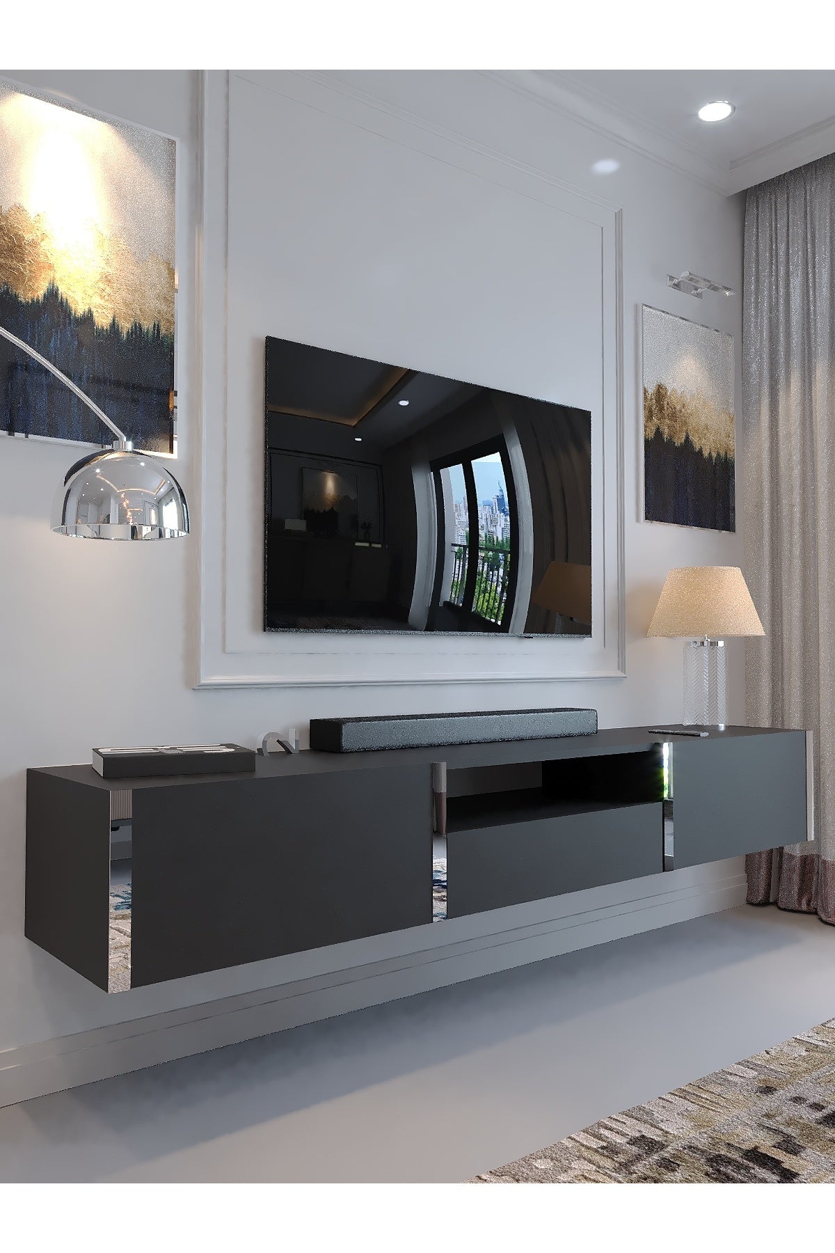 KARNAVAL DUVARA MONTE TV ÜNİTESİ - SDM-2006-4 ANTRASİT GOLD