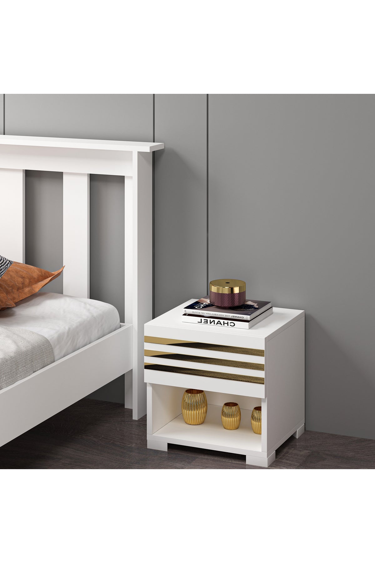 Mdf Beyaz Komodin AG1003