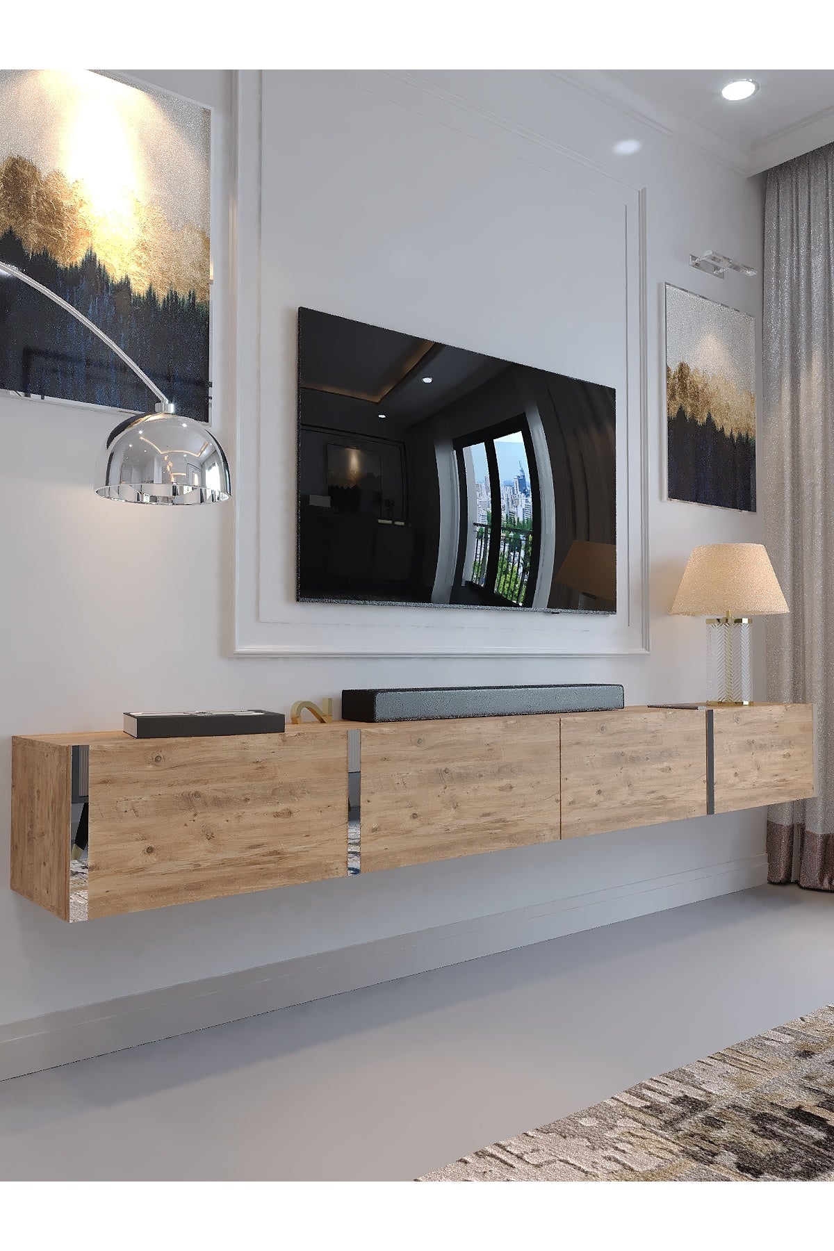 KARNAVAL 240 CM DUVARA MONTE TV SEHPASI - SDM-1002-6 ÇAM GOLD