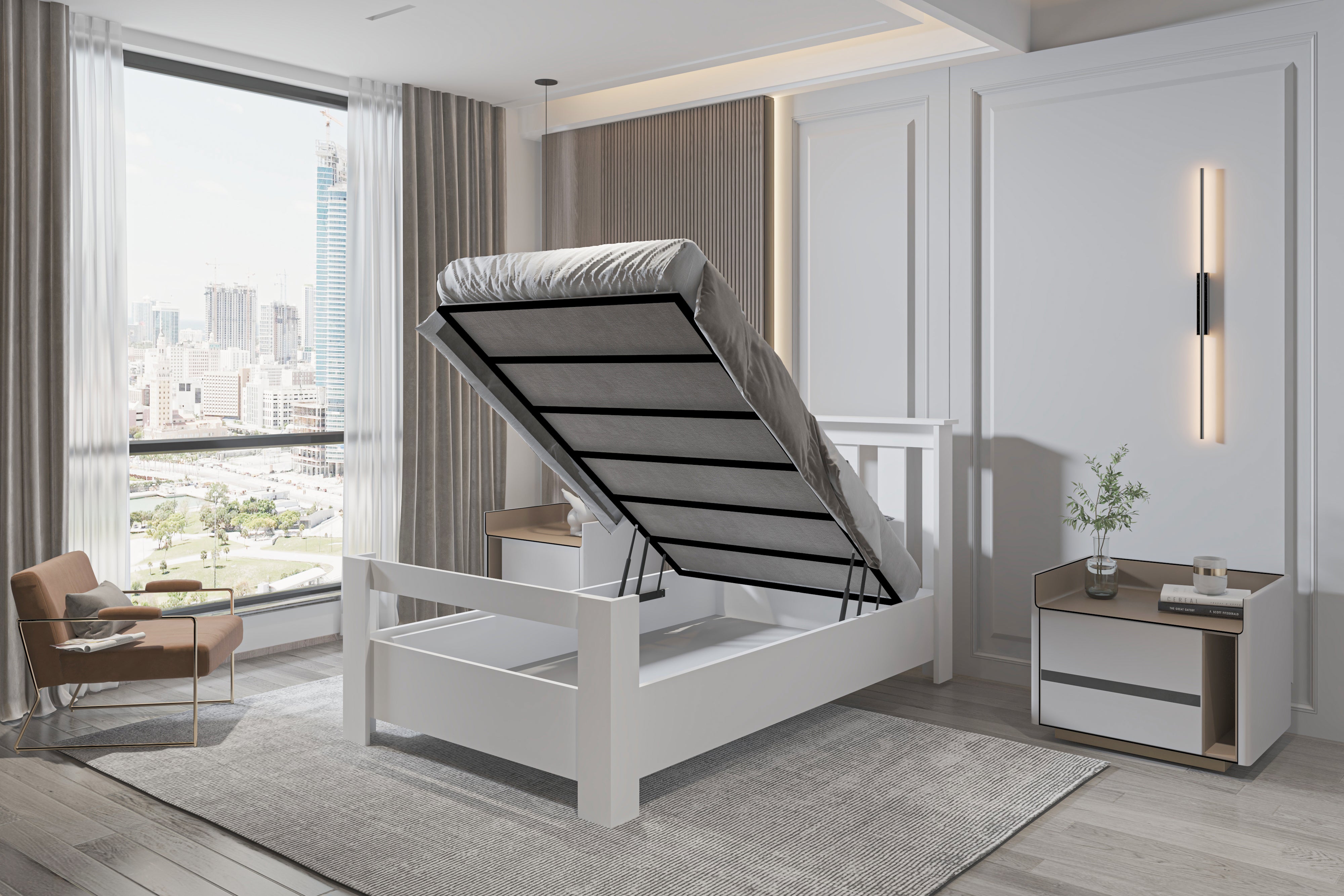 Alesta Tek Kişilik Beyaz MDF Bazalı Karyola