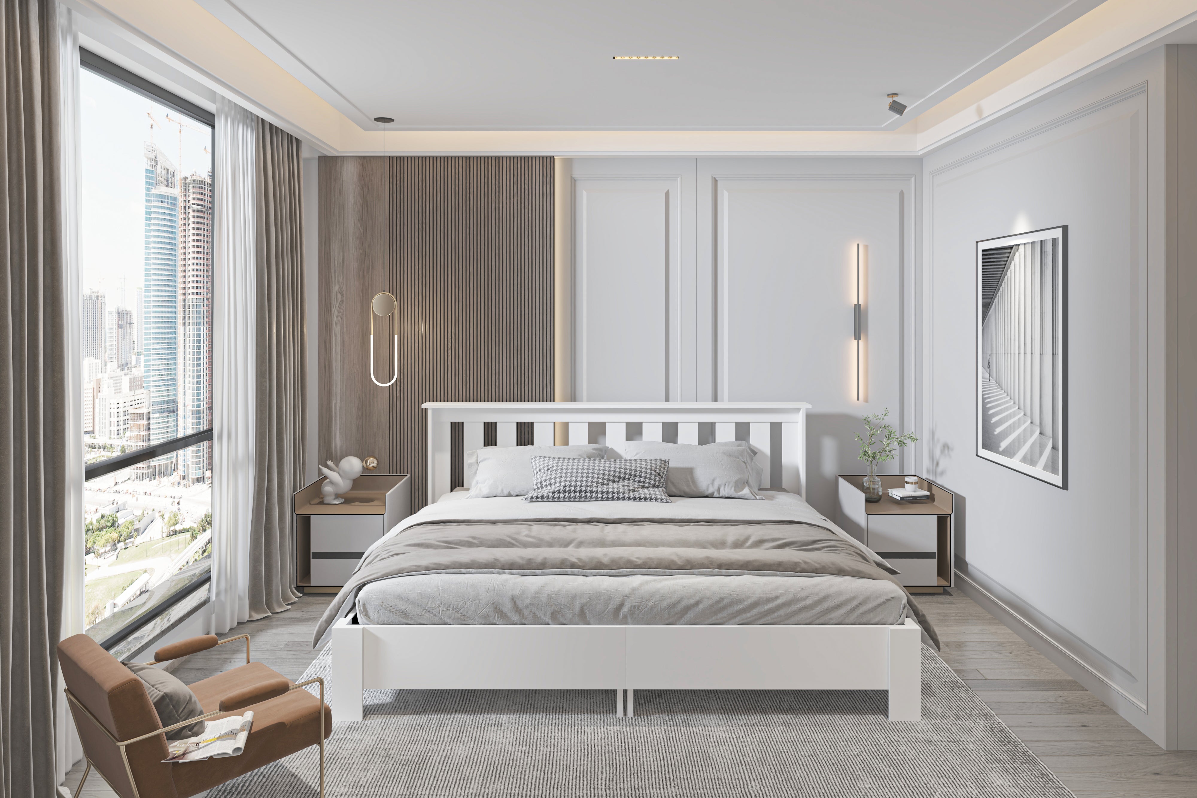 Altay Çift Kişilik Beyaz MDF Bazalı Karyola