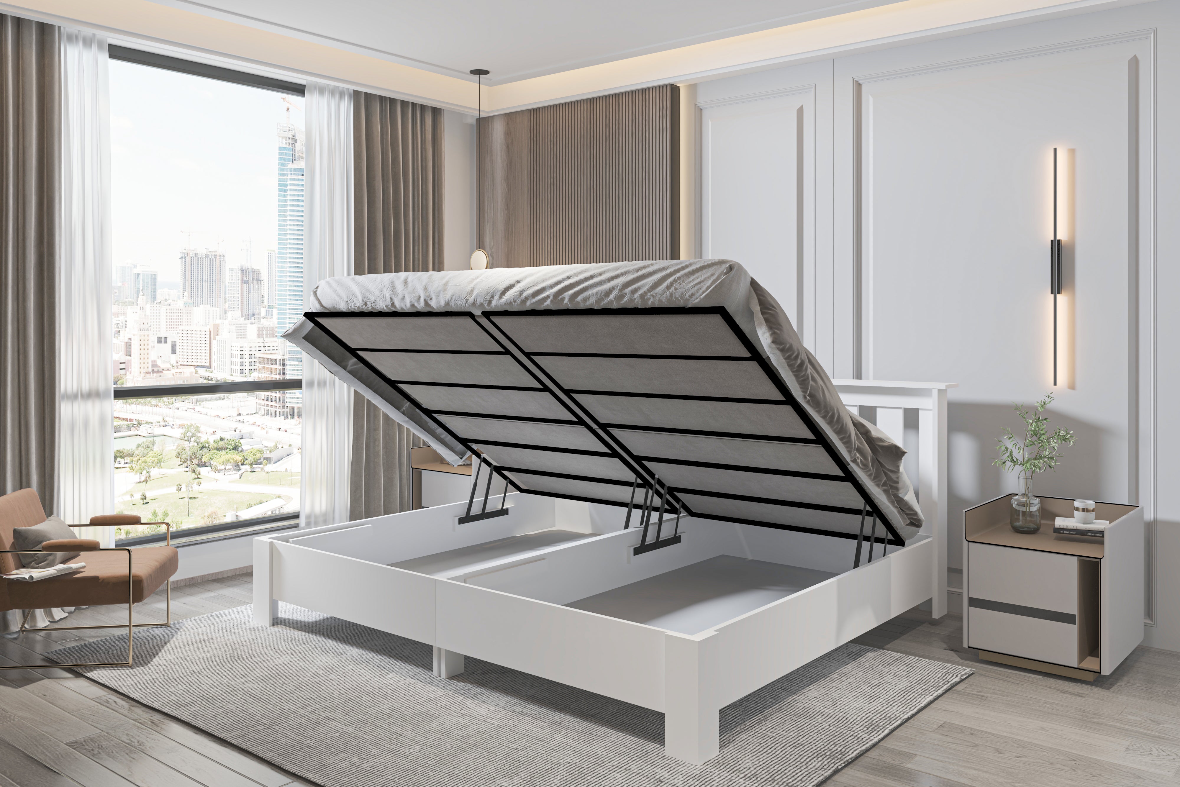 Altay Çift Kişilik Beyaz MDF Bazalı Karyola