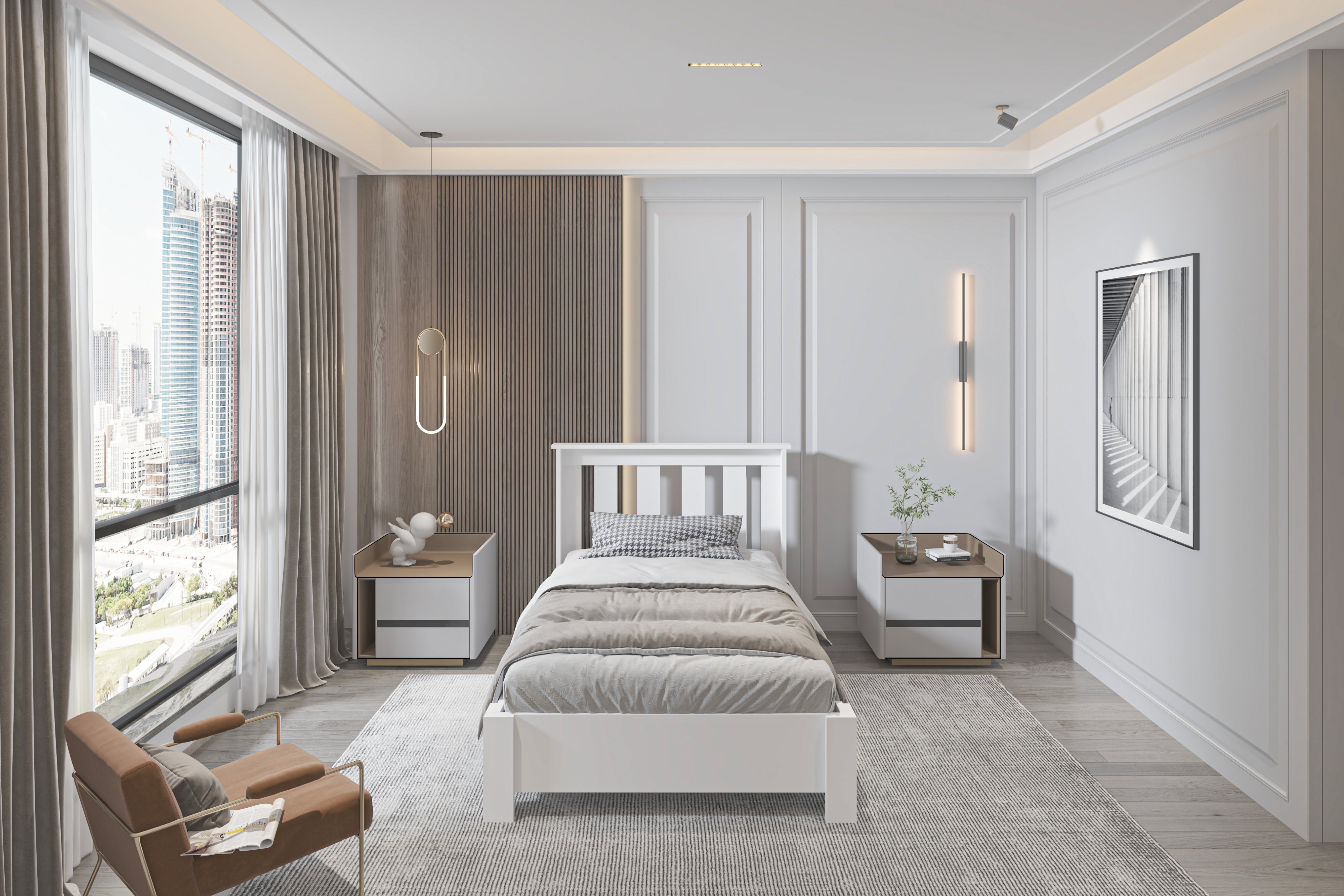 Altay Tek Kişilik Beyaz MDF Bazalı Karyola