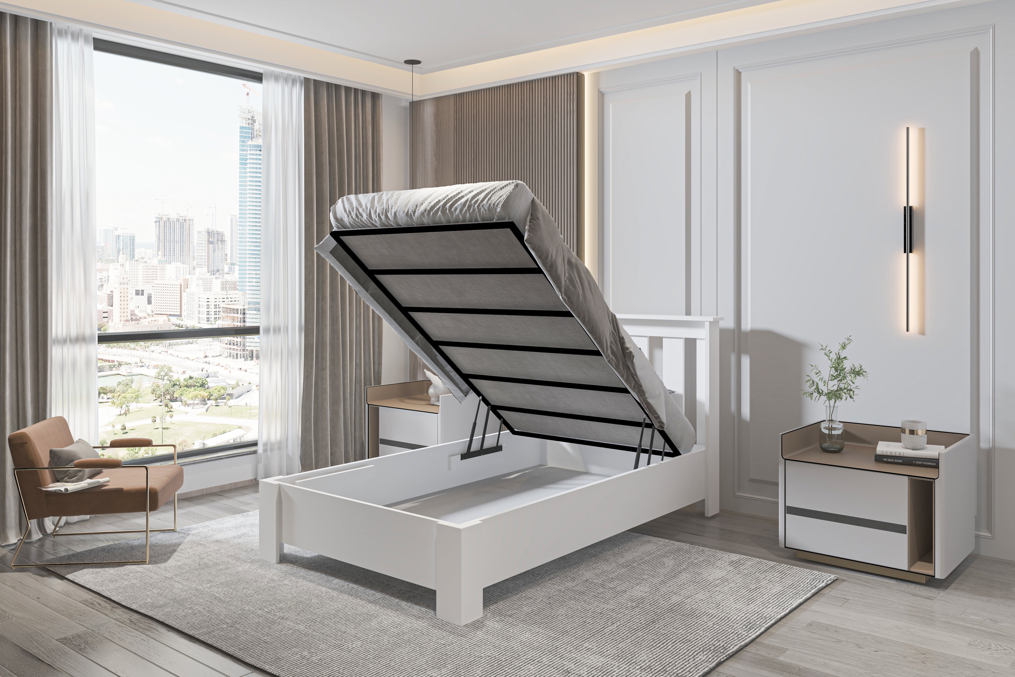 Altay Tek Kişilik Beyaz MDF Bazalı Karyola