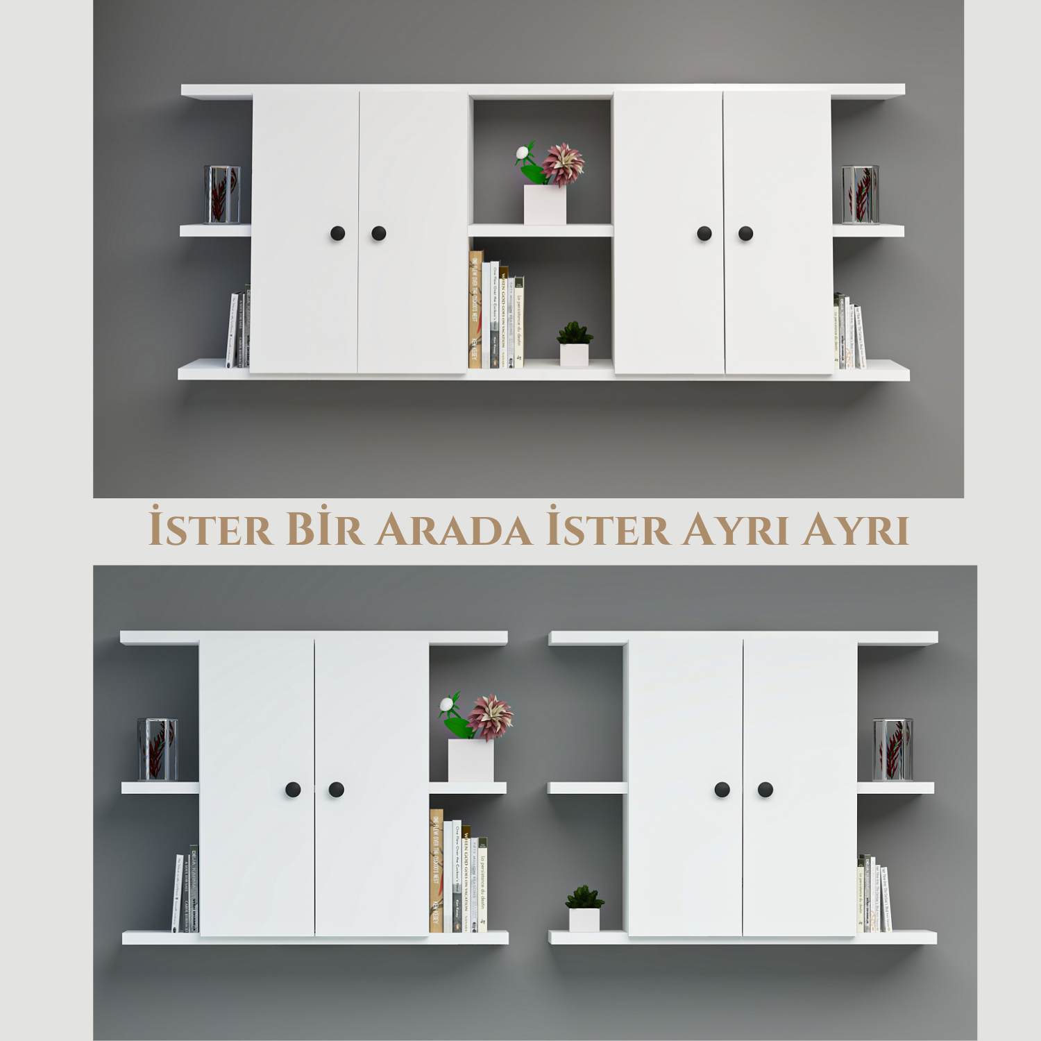 Double Kalimera 2'li Duvar Dolabı & Rafı Beyaz