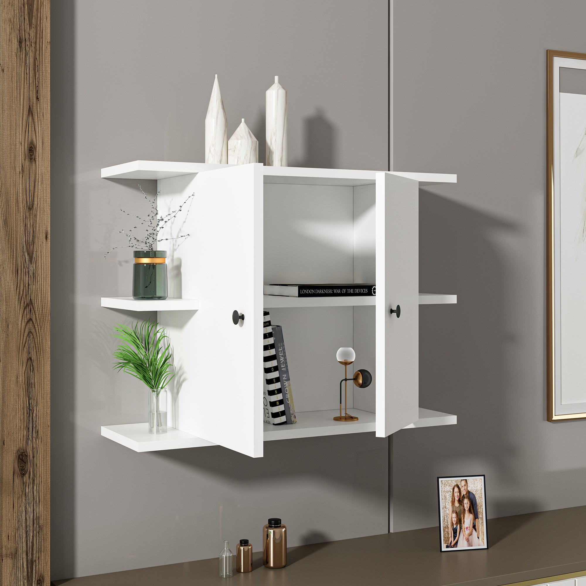 Kalimera Duvar Dolabı & Rafı Beyaz Mdf