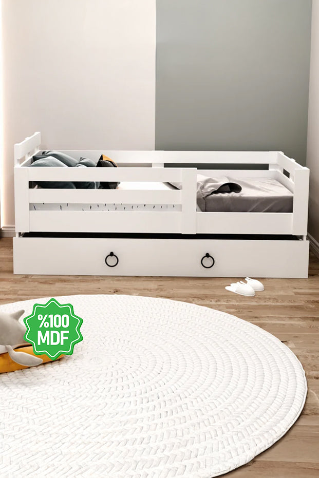 Newmod İcon 90x190 Yatak Uyumlu Yavrulu MDF Beyaz Karyola- MQ4004-1