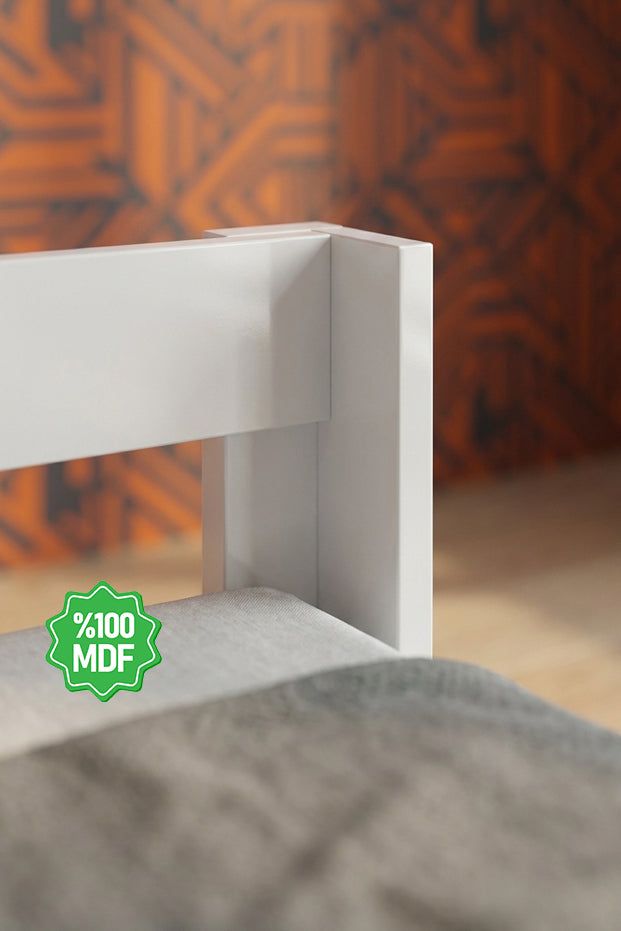 Ninnimo Still 100X200 Yatak Uyumlu Tek Kişilik Beyaz MDF Karyola MSTY-1