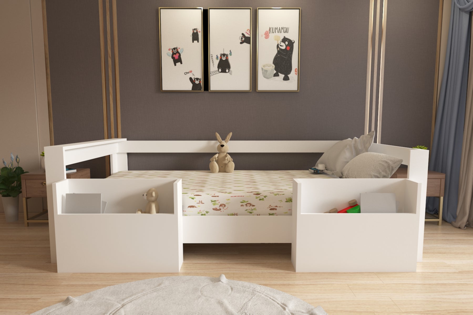 Ninnimo 100x2000 Yatak Uyumlu Beyaz MDF Montessori Cepli Karyola