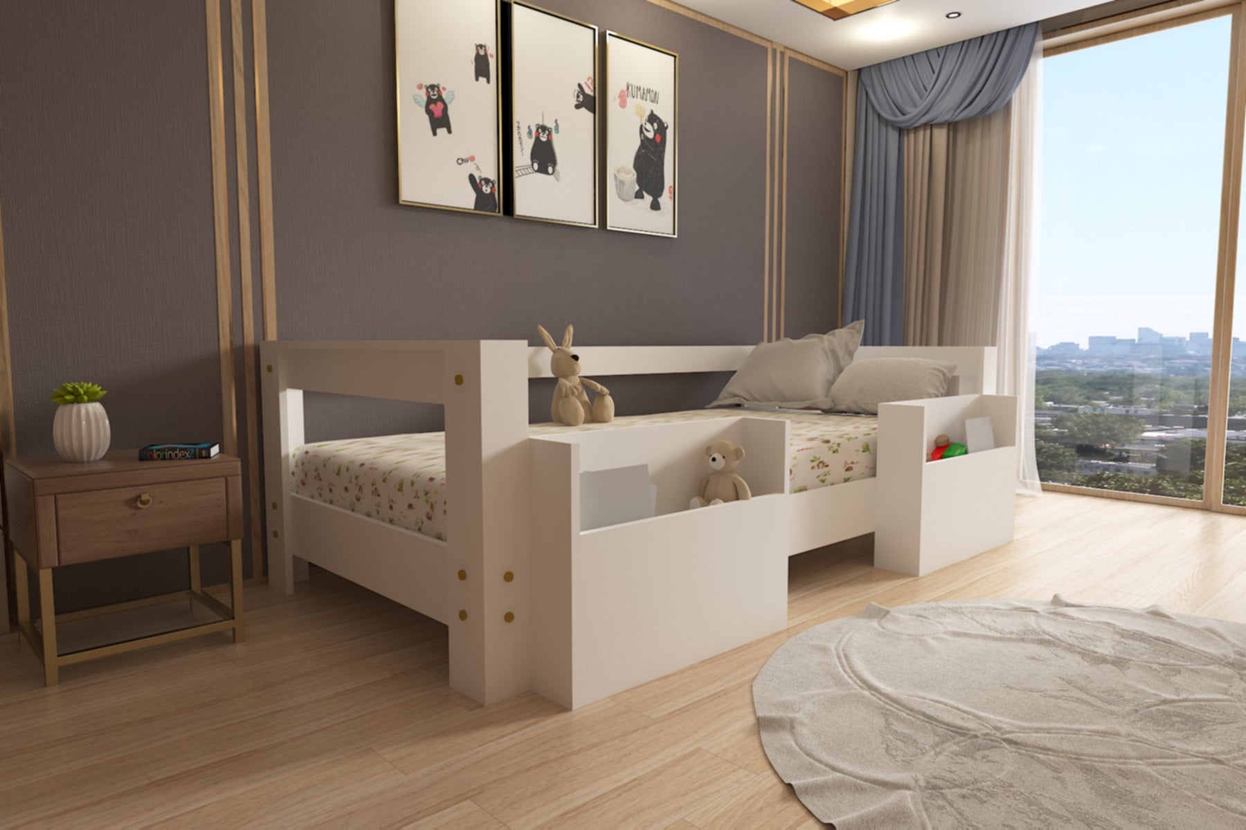 Ninnimo 100x2000 Yatak Uyumlu Beyaz MDF Montessori Cepli Karyola