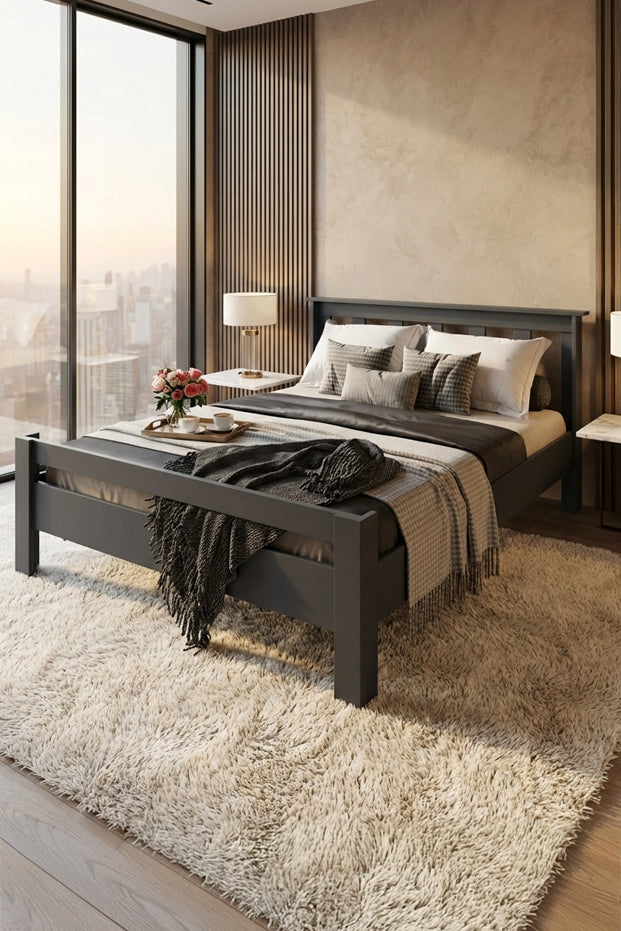 Ninnimo Still 160X200 Yatak Uyumlu Çift Kişilik Antrasit Karyola - SÇY-4