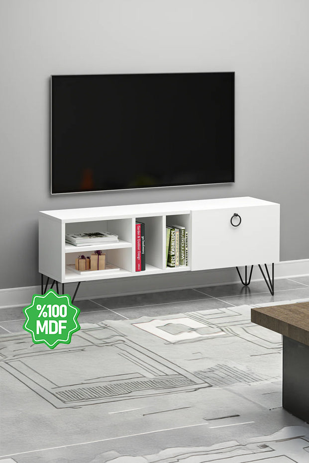 Esbi Kapaklı Beyaz MDF Tv Ünitesi & Tv Sehpası