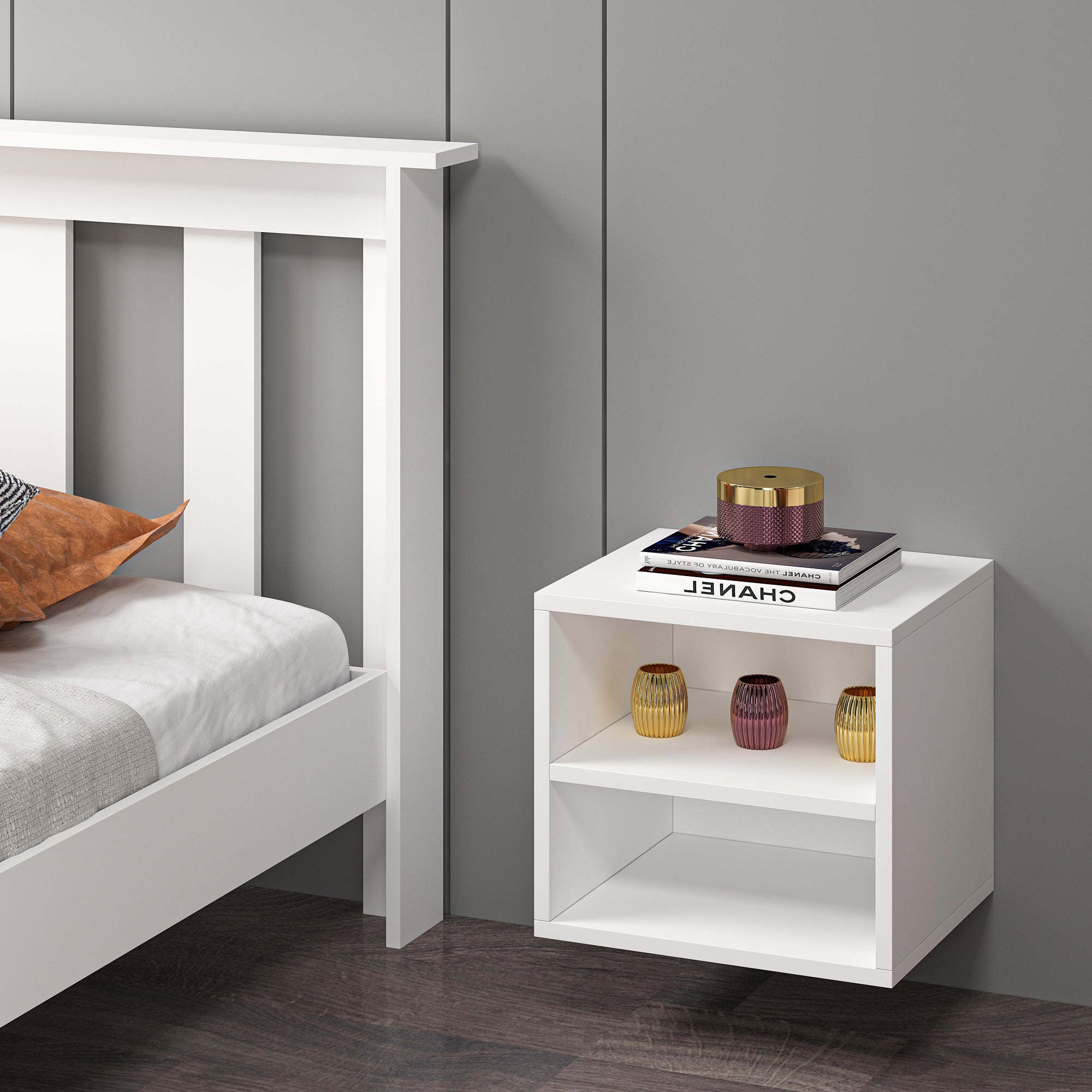 Mdf Beyaz Duvara Monte Komodin DM1007