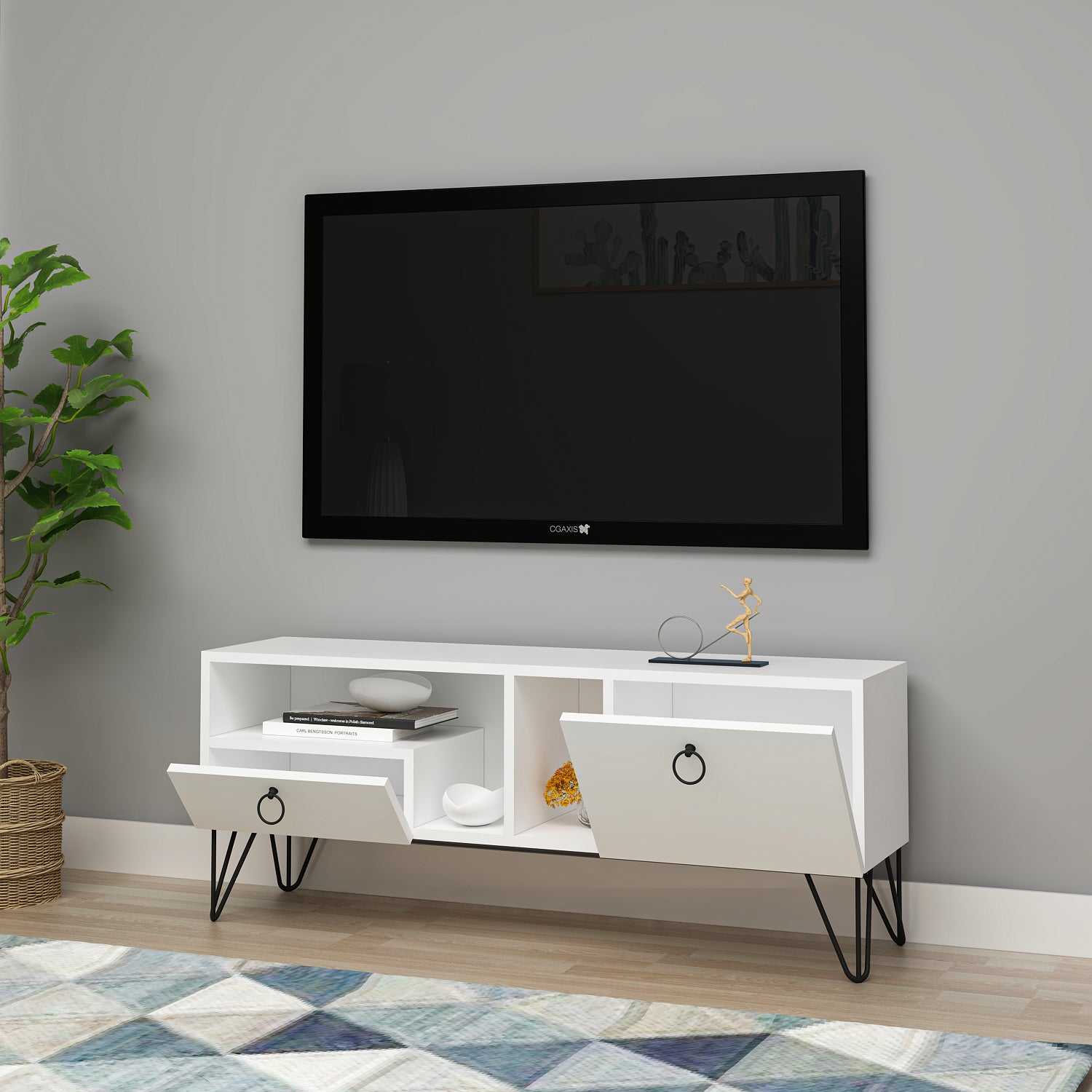 Lina Tv Ünitesi Tv Sehpası Beyaz Mdf