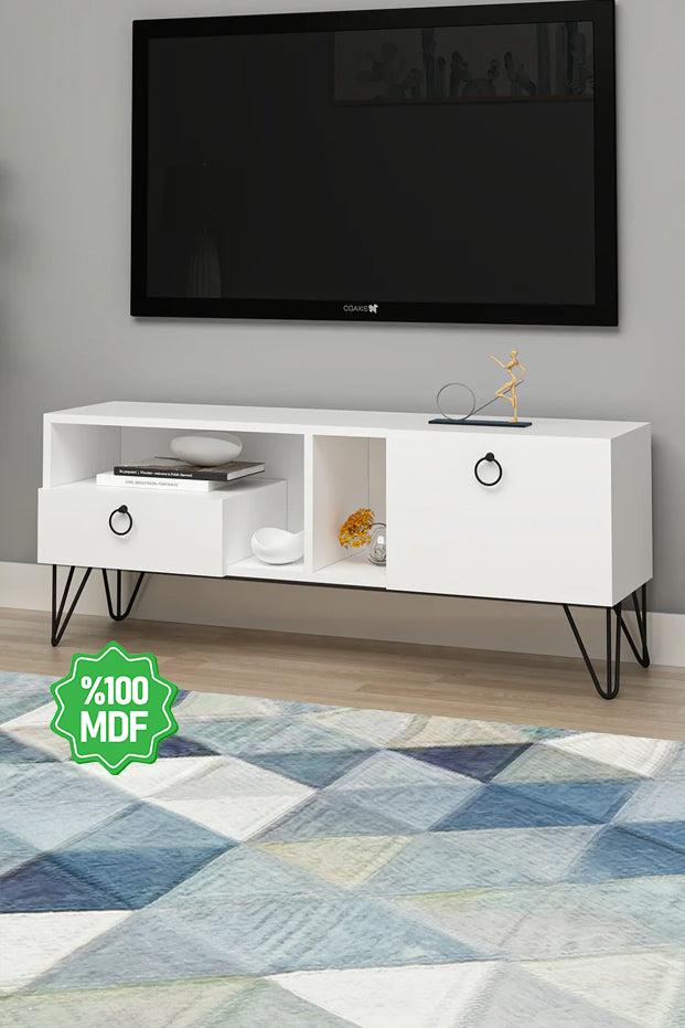Lina Tv Ünitesi Tv Sehpası Beyaz Mdf