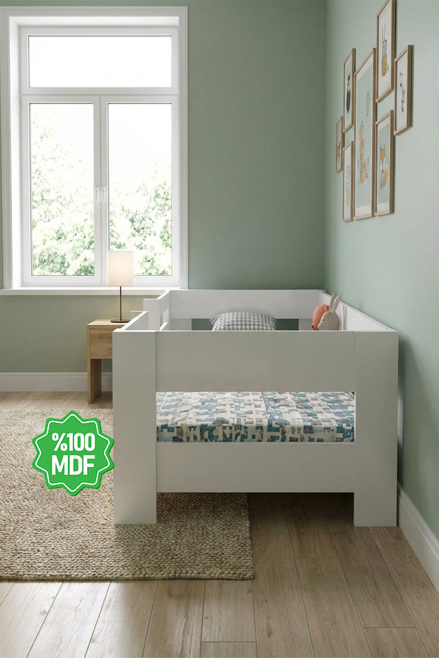 Ninnimo 80x160 Yatak Uyumlu Beyaz MDF Montessori Karyola- MM5-1 80X160