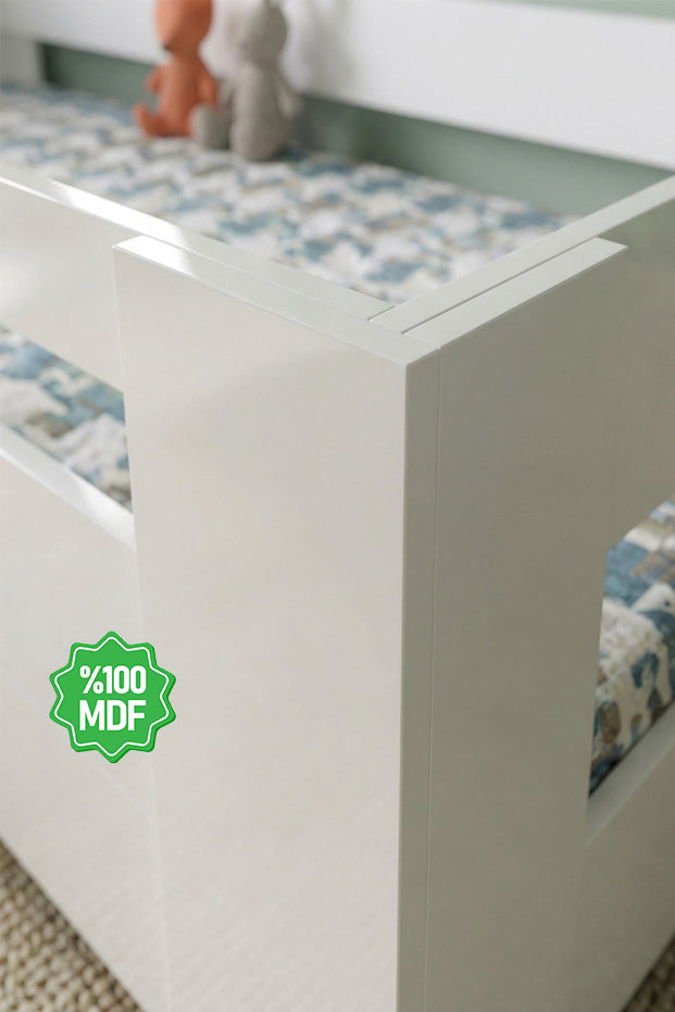 Ninnimo 80x160 Yatak Uyumlu Beyaz MDF Montessori Karyola- MM5-1 80X160