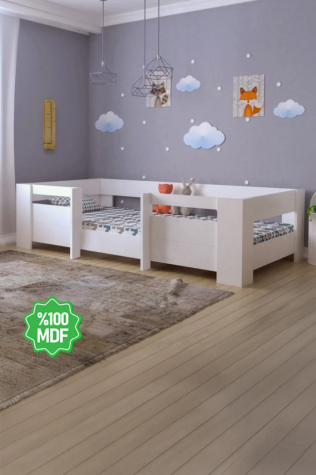 Ninnimo 90x190 Yatak Uyumlu Beyaz MDF Montessori Karyola- MM5-1