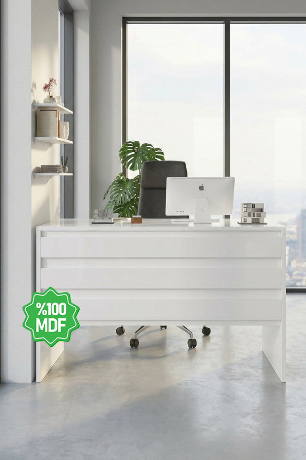 Ninnimo Jess Çalışma Masası Beyaz Mdf Ofis Çalışma Masası