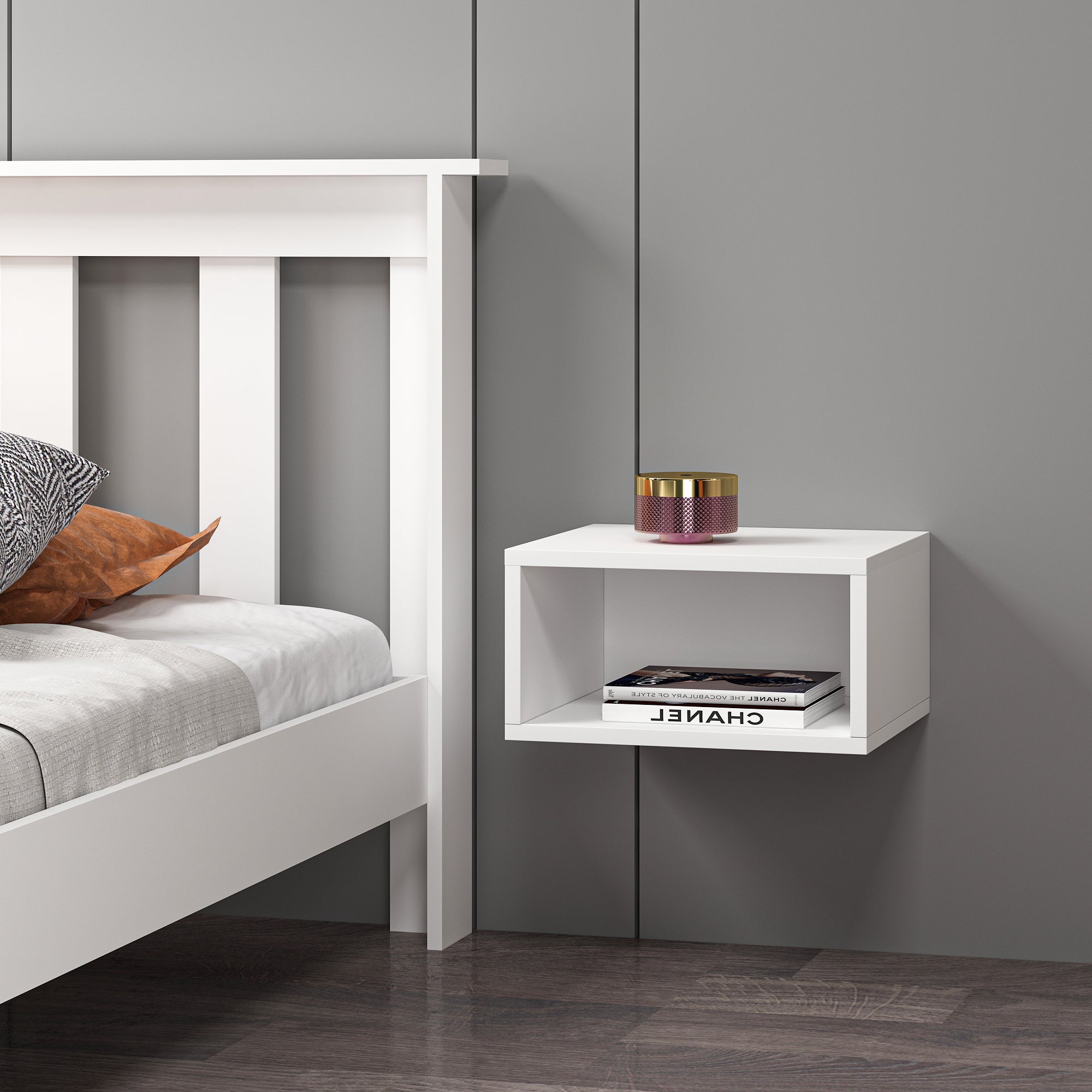 Mdf Beyaz Duvara Monte Komodin DM1006