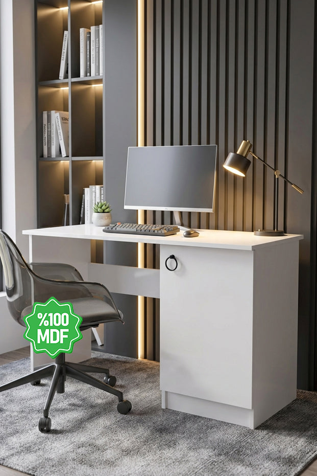 Ninnimo Beyaz MDF Çalışma Masası Bilgisayar Masası