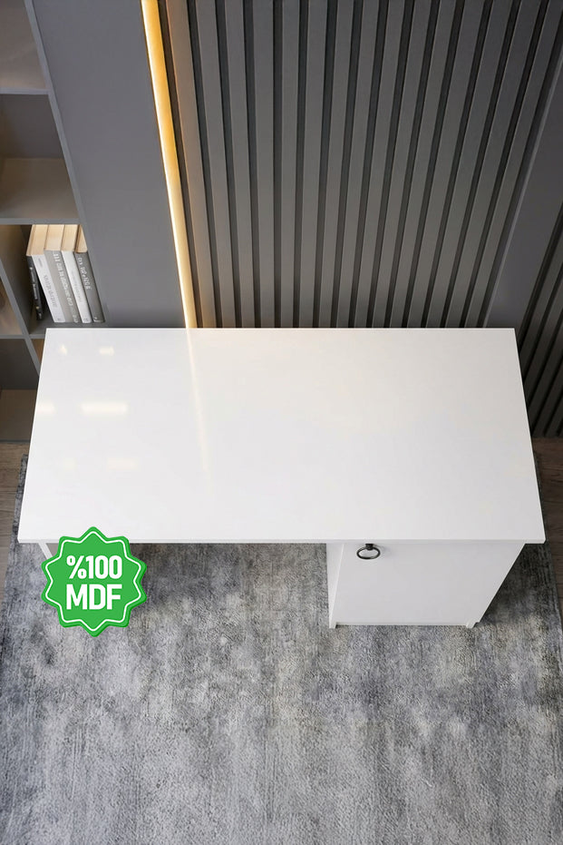 Ninnimo Beyaz MDF Çalışma Masası Bilgisayar Masası