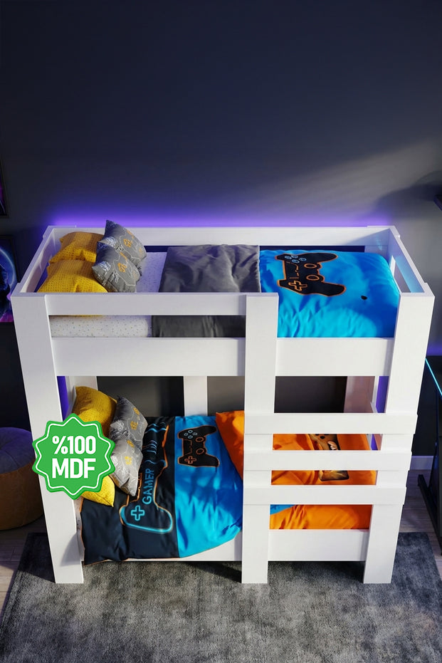 Ninnimo 90x190 Yatak Uyumlu Beyaz MDF Star Ranza- MR96-1