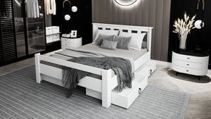 Ni̇nni̇mo Arya Çi̇ft Ki̇şi̇li̇k 160x200 Yatak Uyumlu Beyaz MDF Çekmeceli̇ Karyola - MAÇY-1 - Fırsat Ürünü