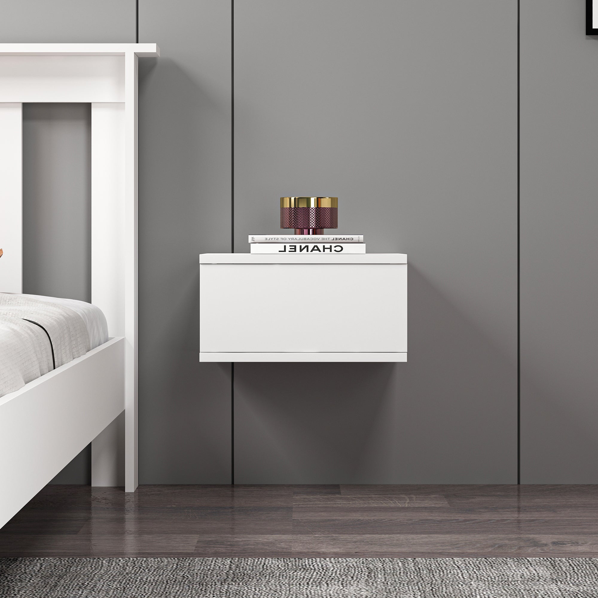 Mdf Beyaz Duvara Monte Komodin DM1005